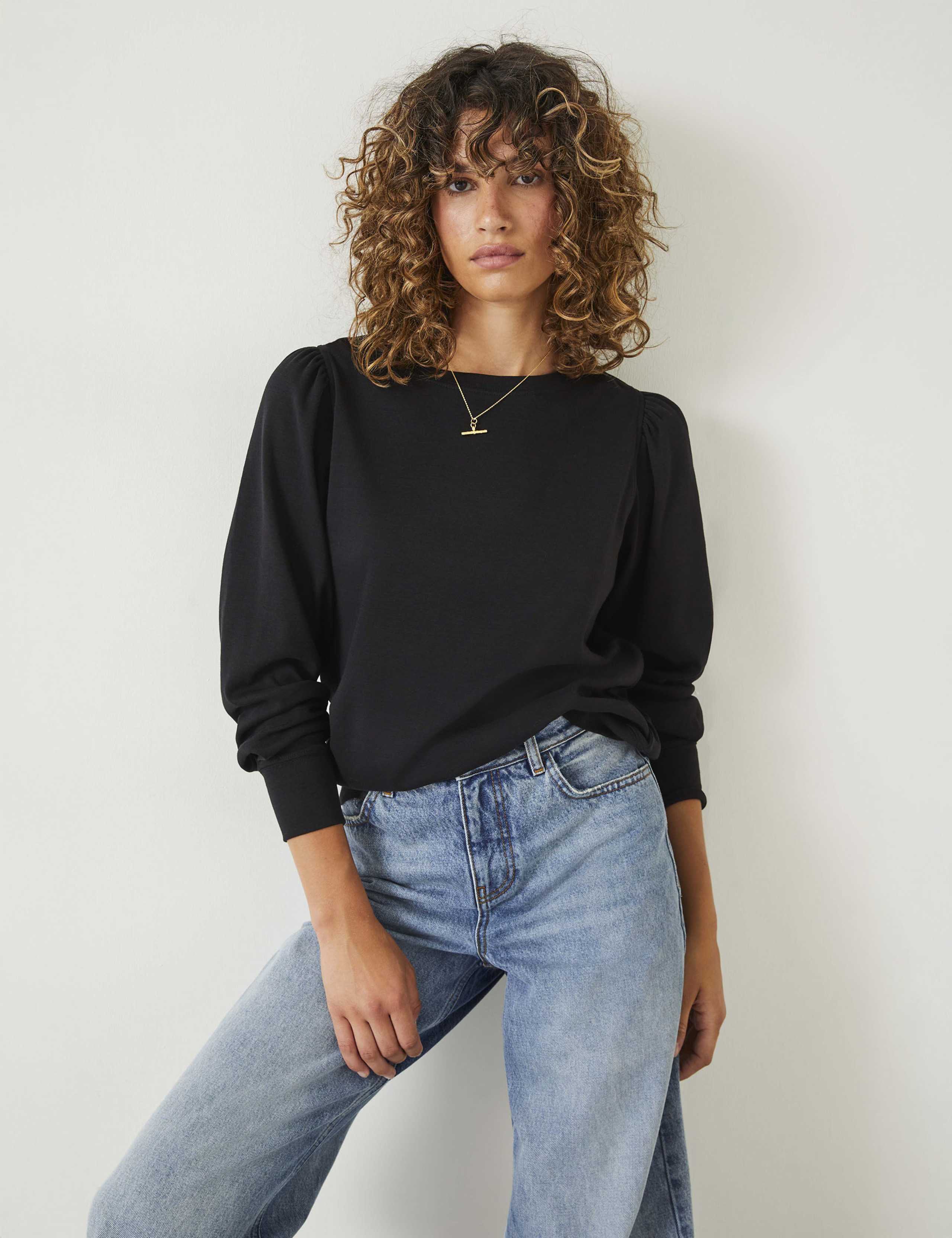 Jersey Puff Sleeve Sweatshirt