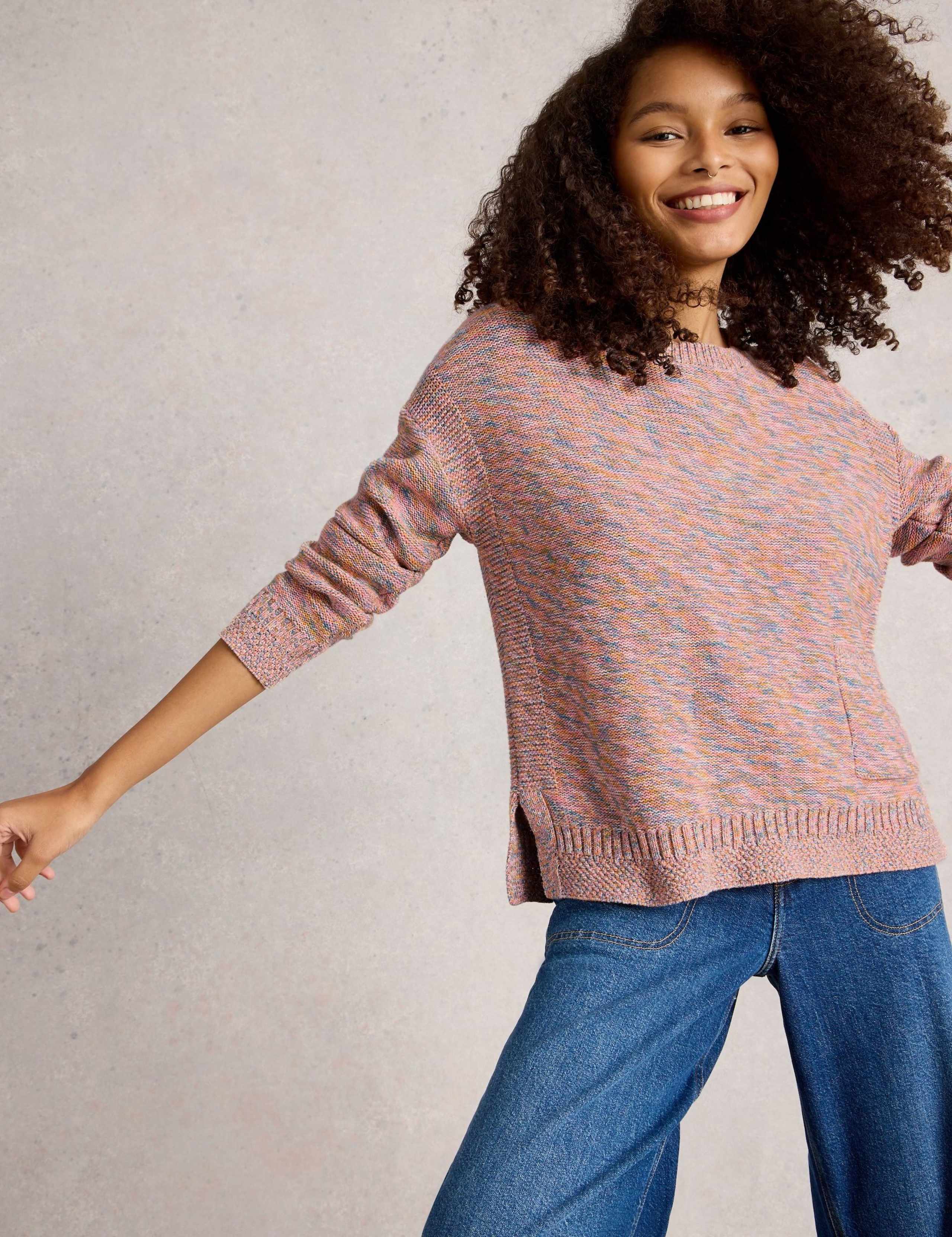 Pure Cotton Textured Crew Neck Jumper