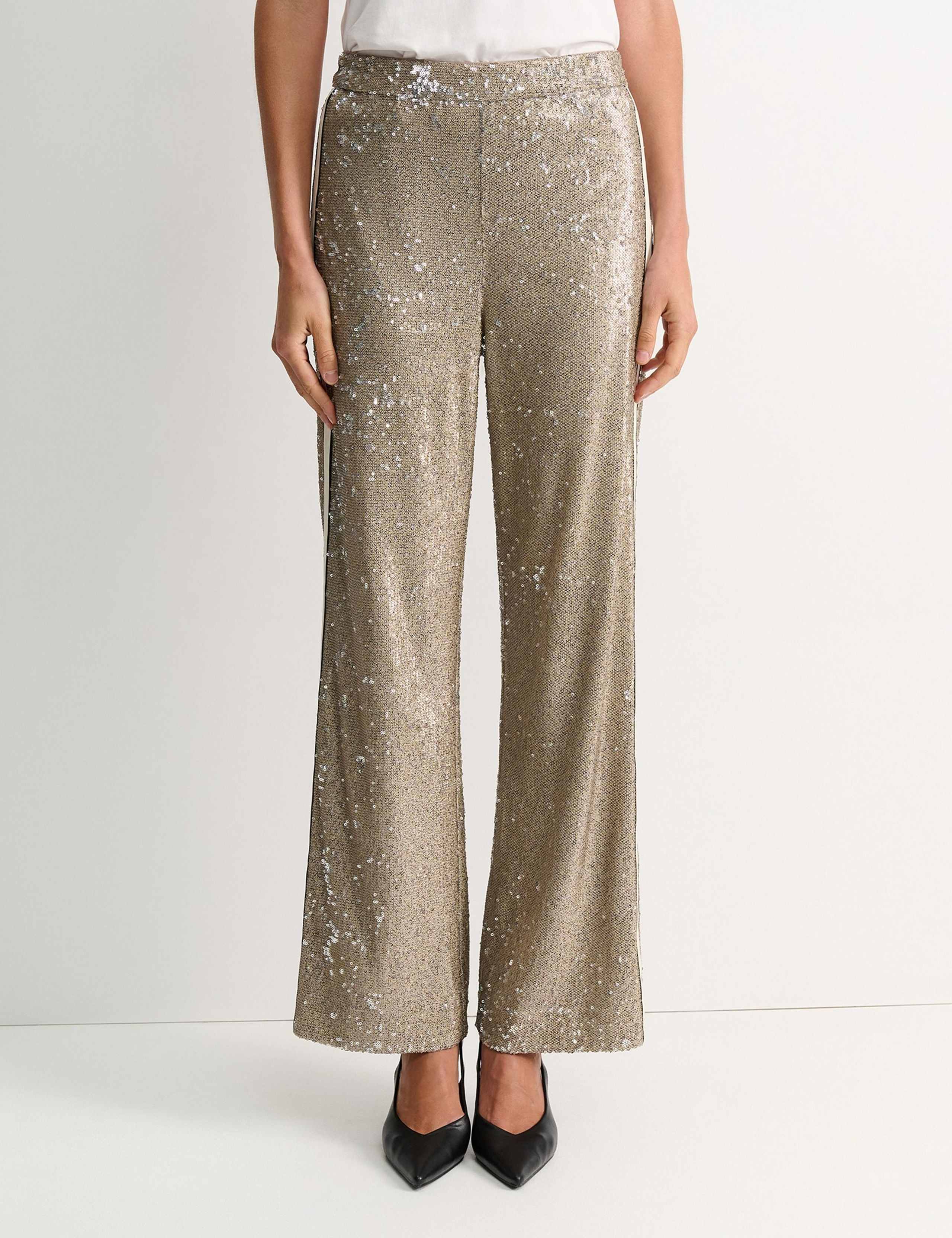 Sequin Side Stripe Wide Leg Trousers