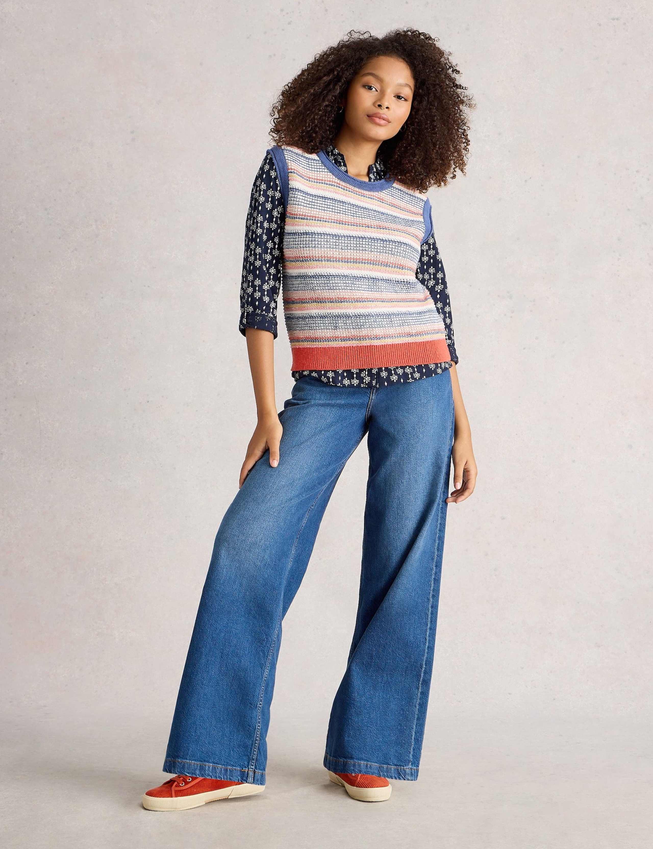 Pure Cotton Knitted Striped Tank Top