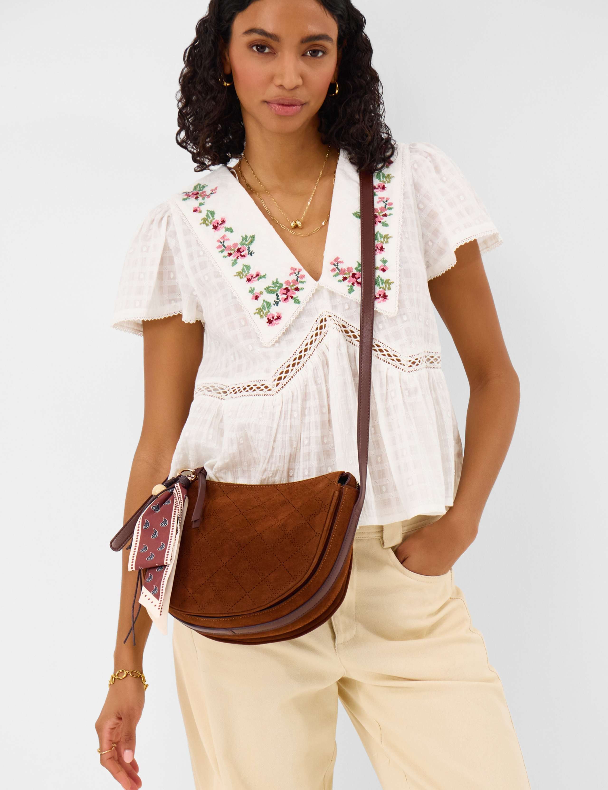 Suedette Scarf Cross Body Bag