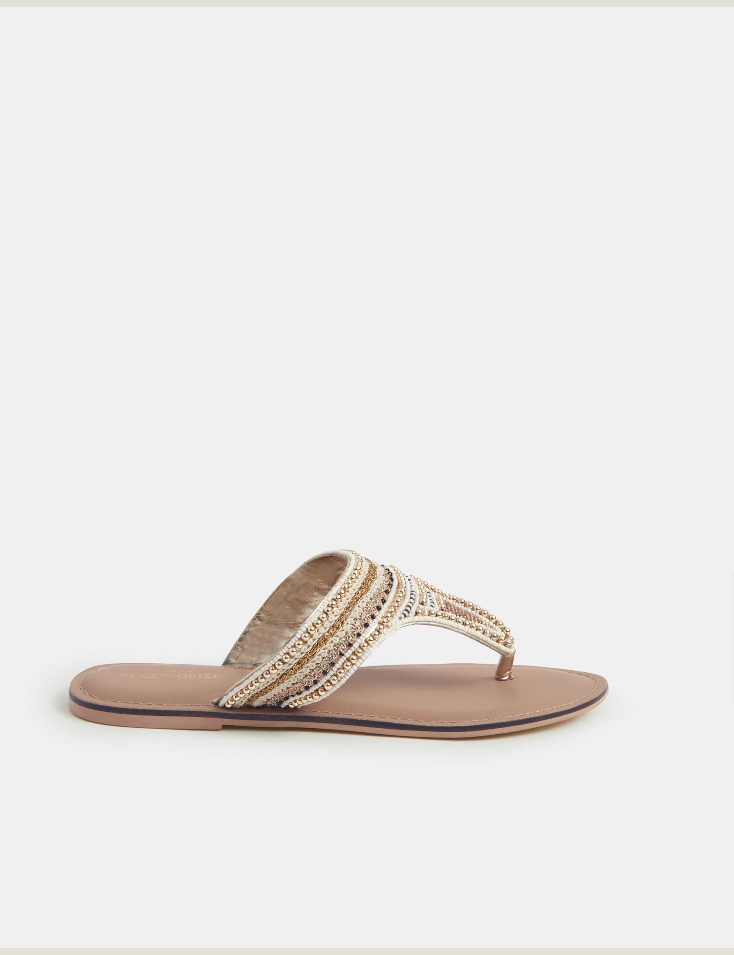 Bead Embellished Flip Flops