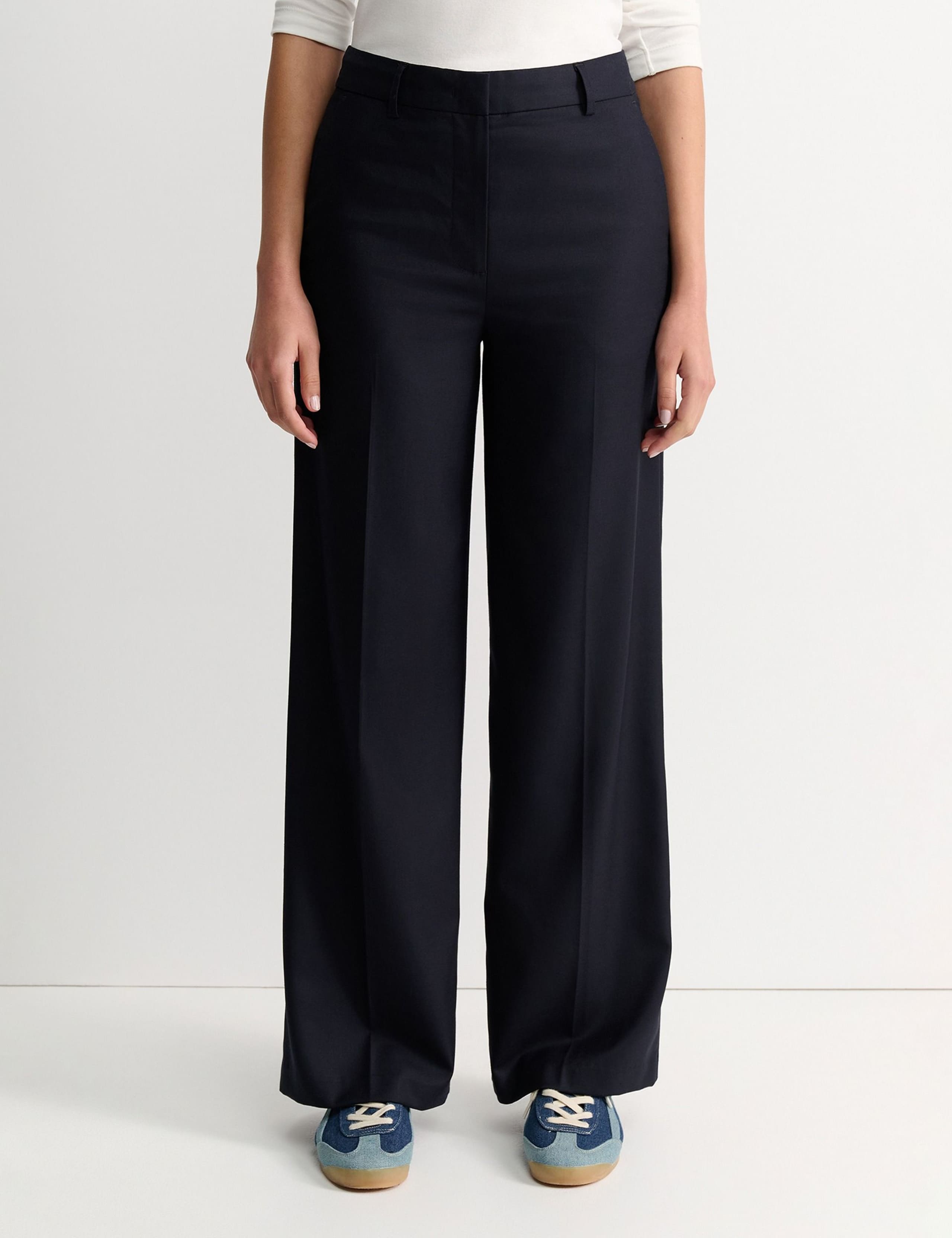 Wool Blend Wide Leg Trousers