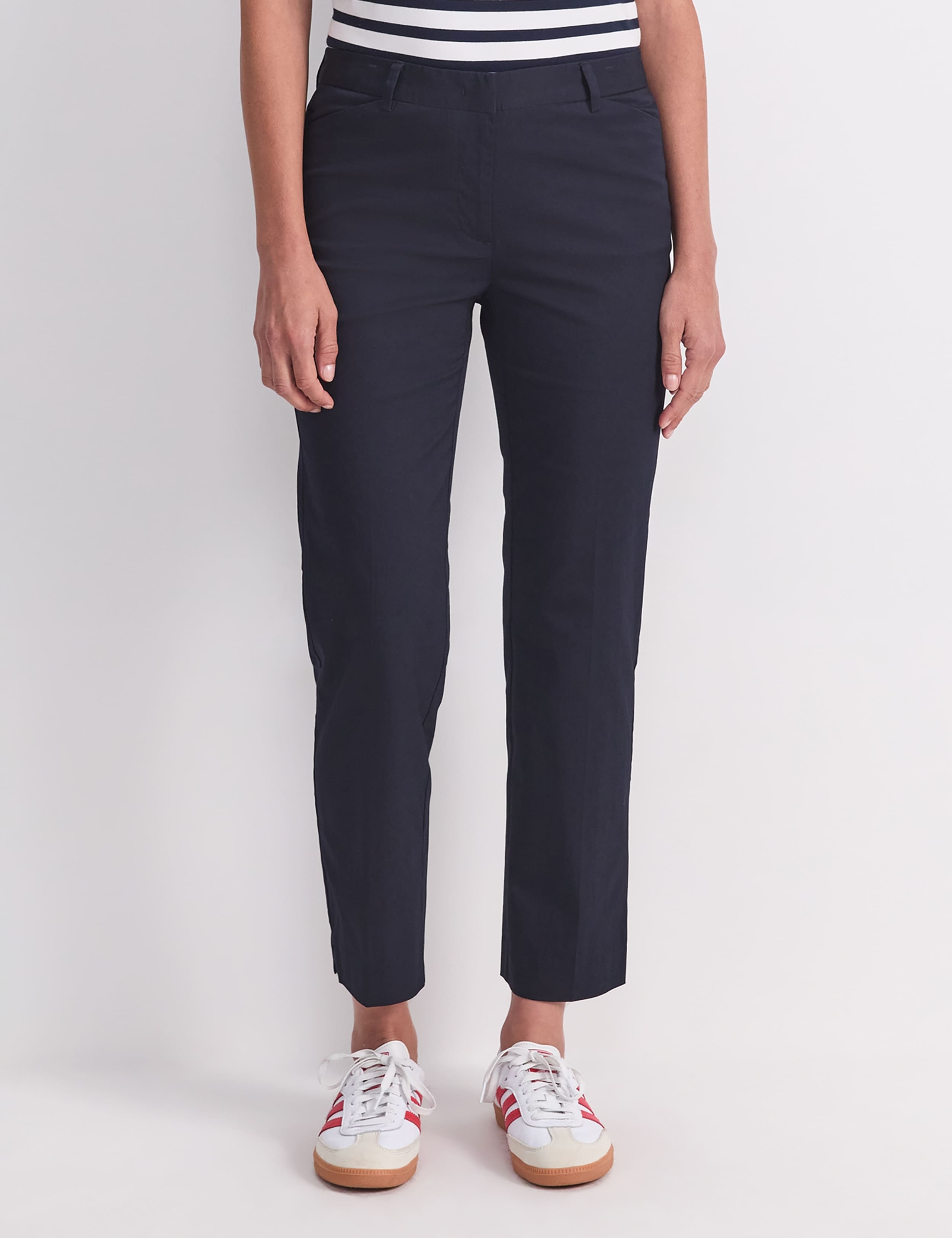 Cotton Rich Straight Leg Ankle Grazer Trousers