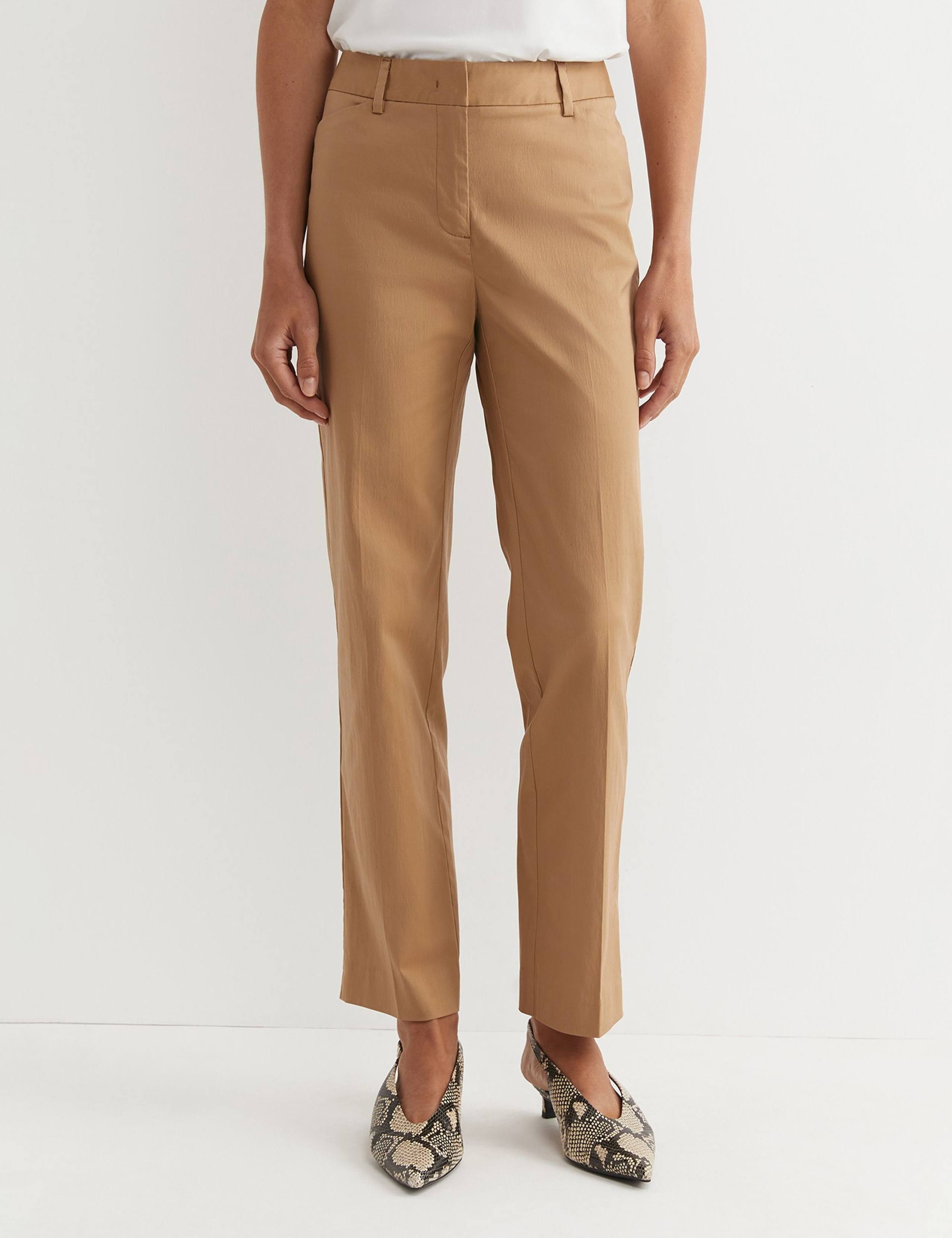 Cotton Rich Straight Leg Ankle Grazer Trousers