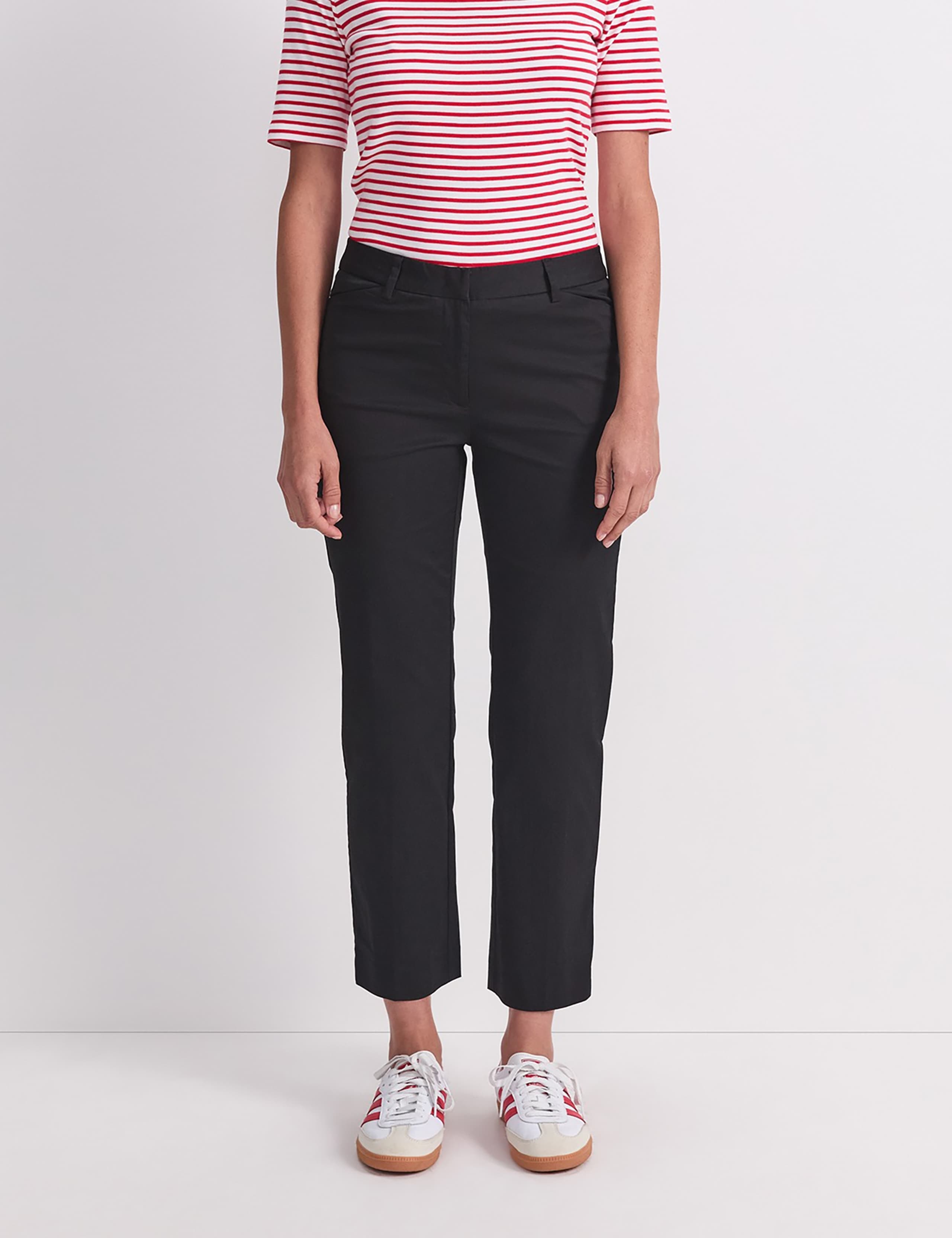 Cotton Rich Straight Leg Ankle Grazer Trousers