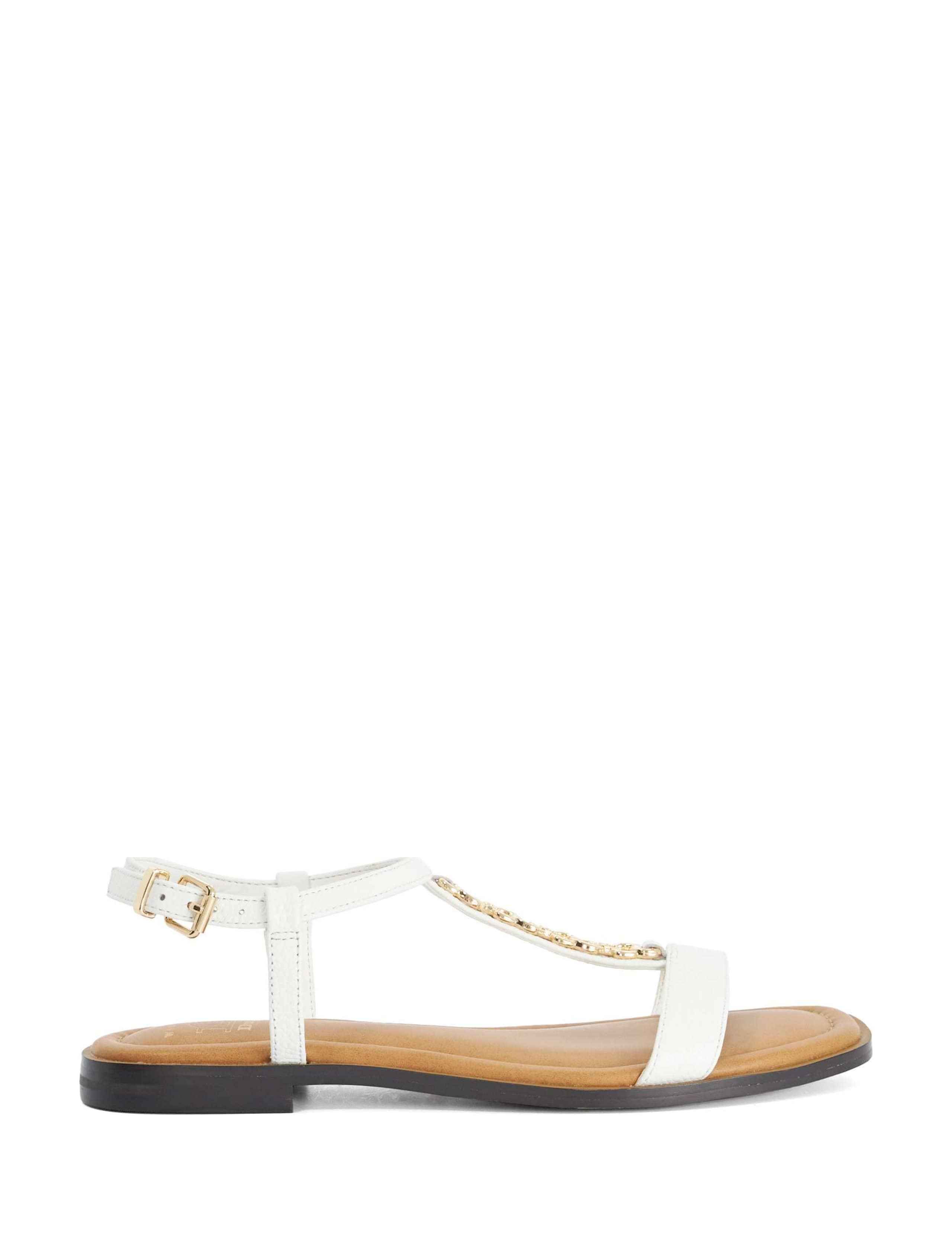 Wide Fit Leather T-Bar Flat Sandals