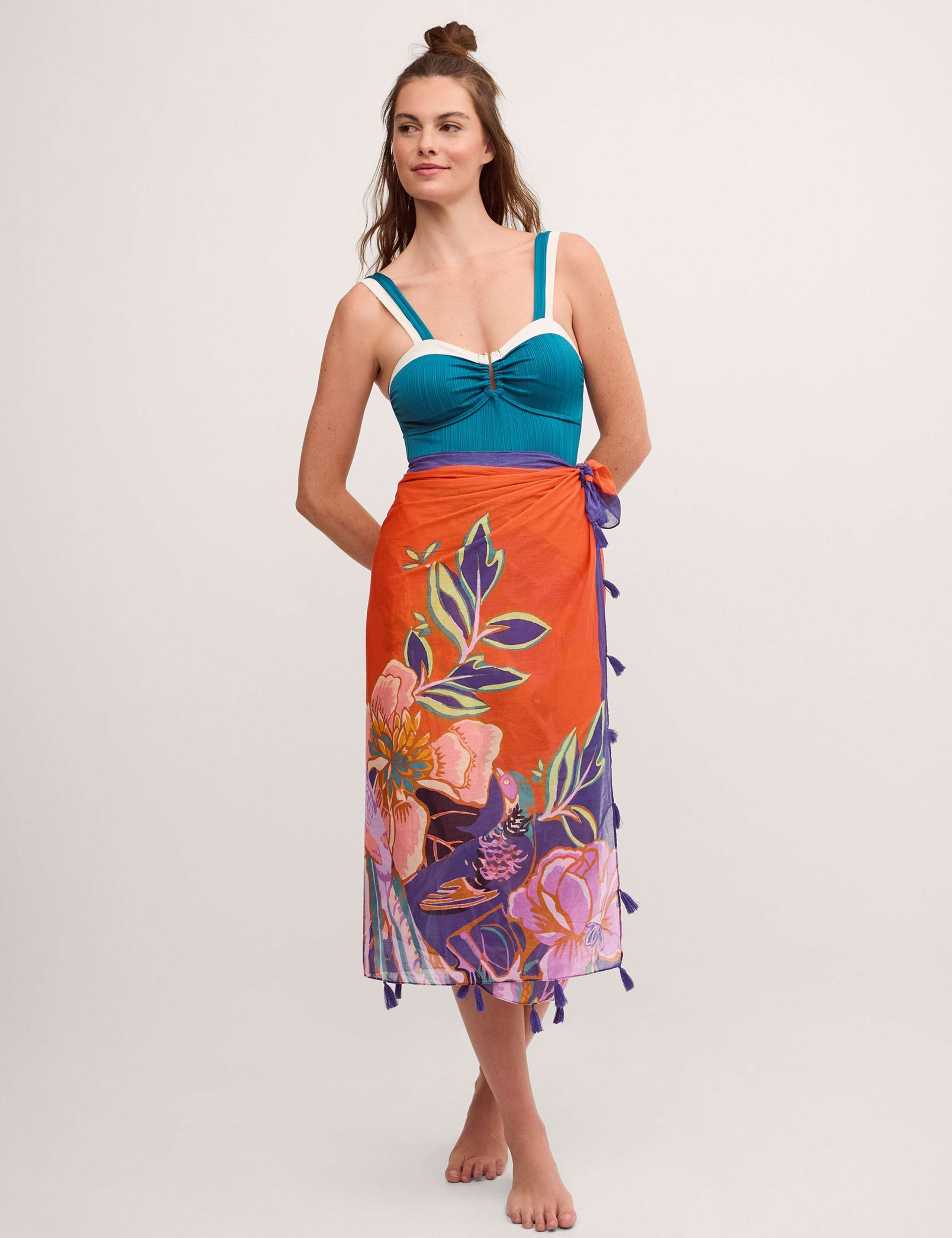 Cotton Rich Floral Beach Cover Up Sarong
