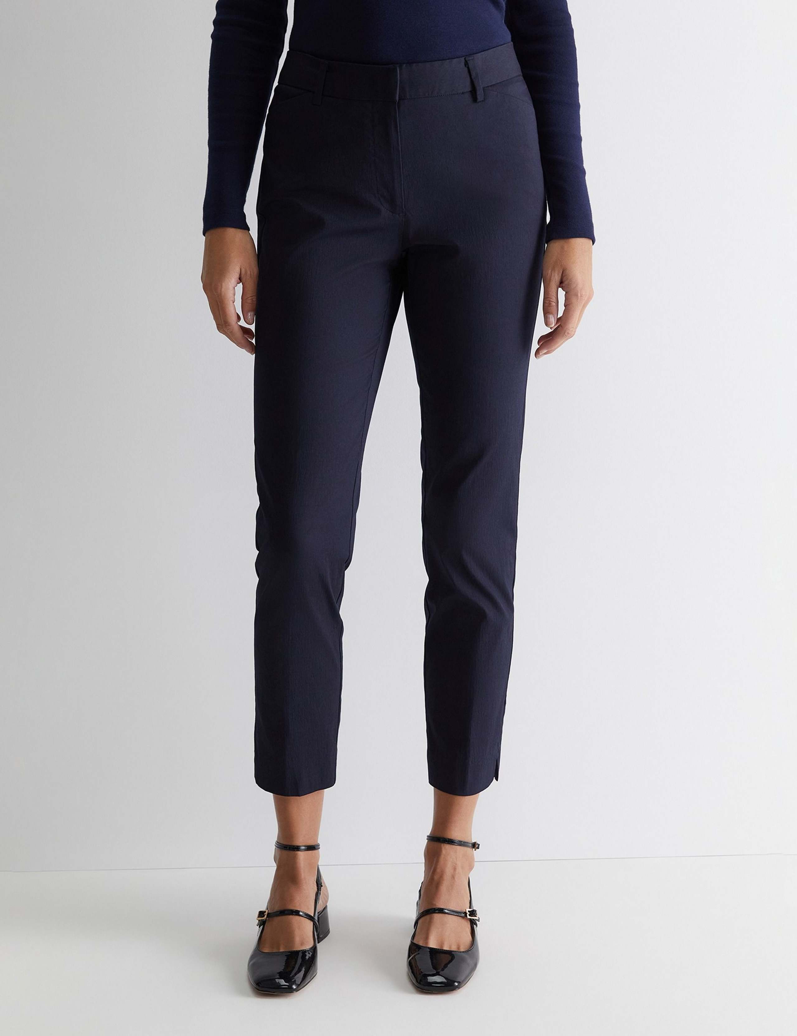 Cotton Rich Slim Fit Ankle Grazer Trousers