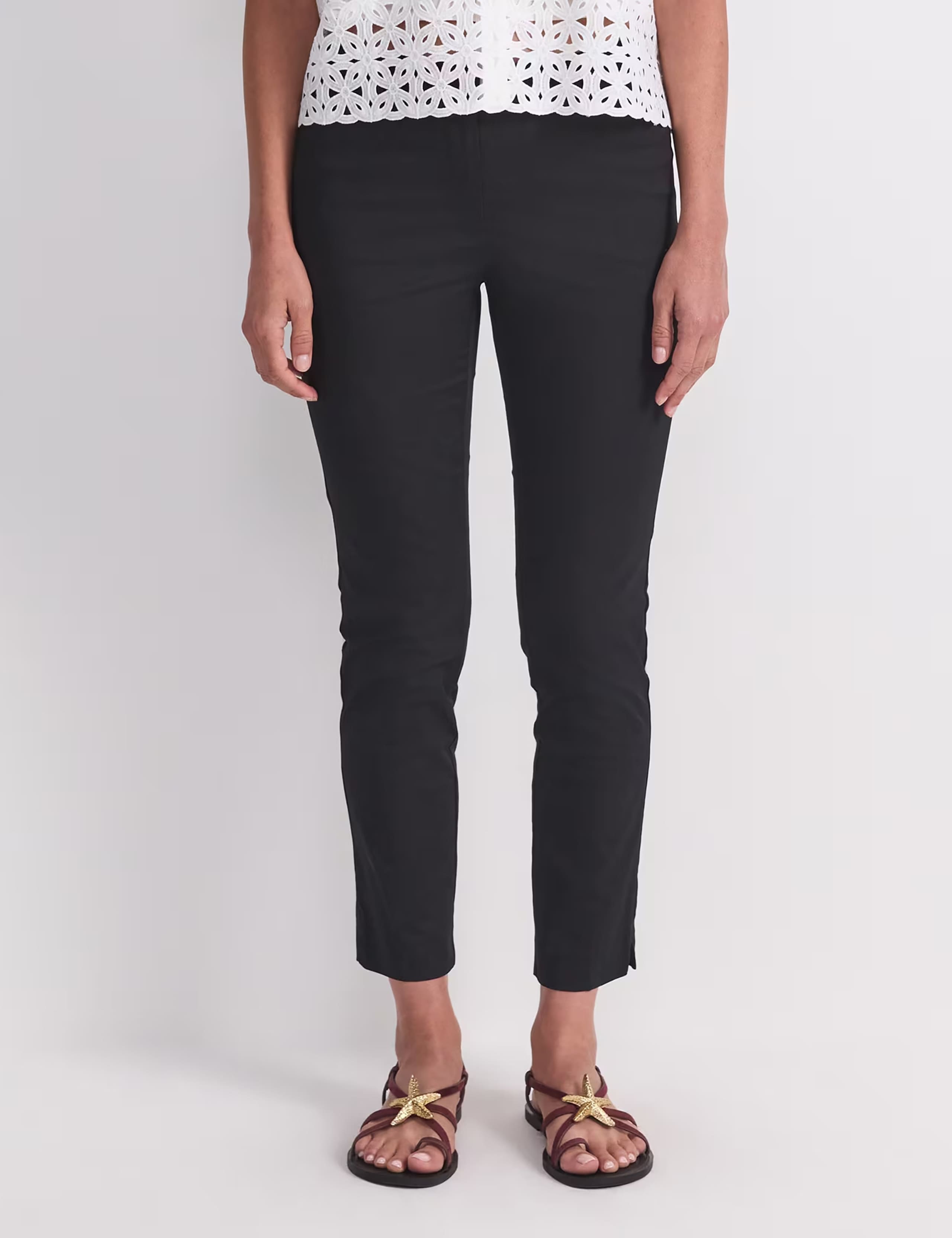 Cotton Rich Slim Fit Ankle Grazer Trousers