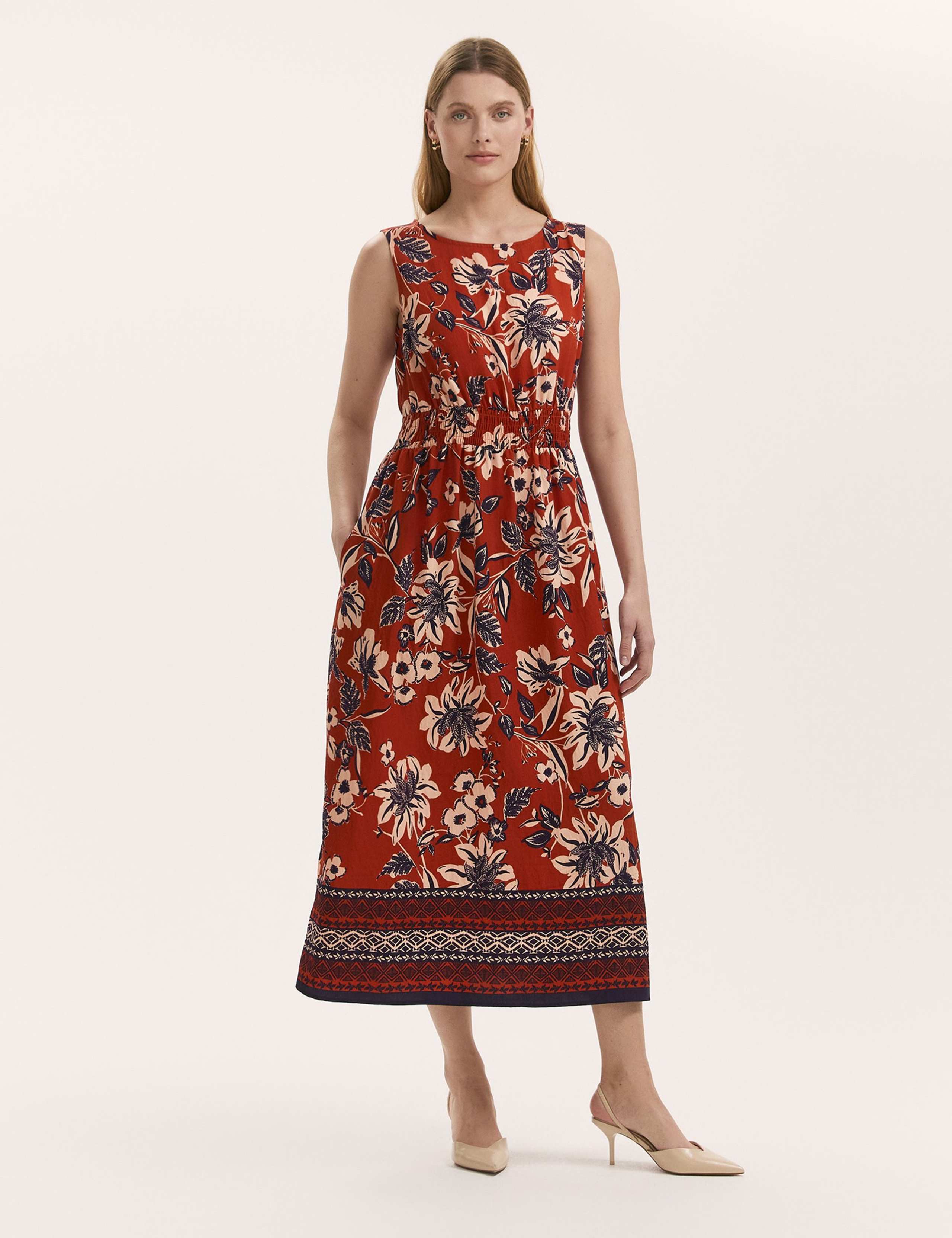 Floral Midaxi Waisted Dress