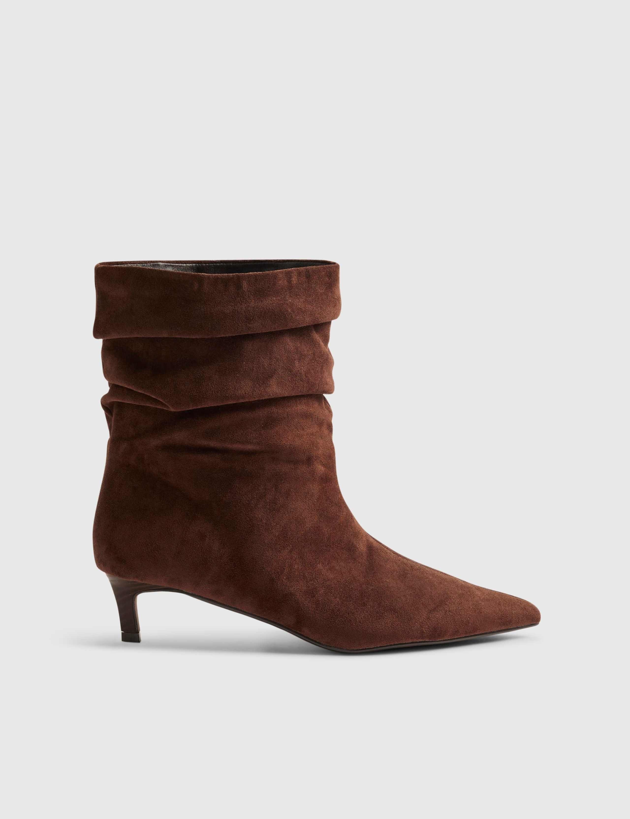 Kitten Heel Pointed Ankle Boots