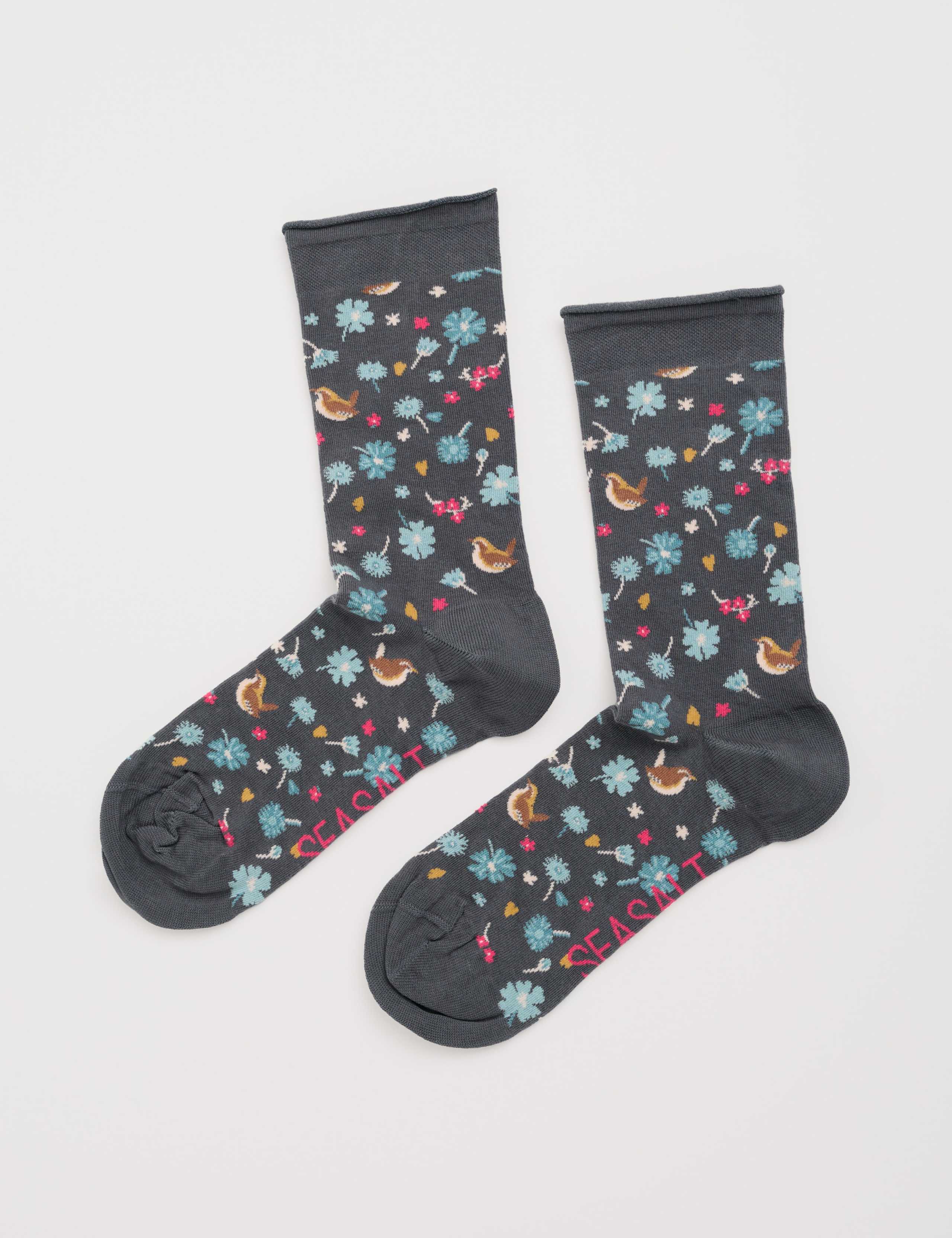 Cotton Rich Nature Print Ankle High Socks