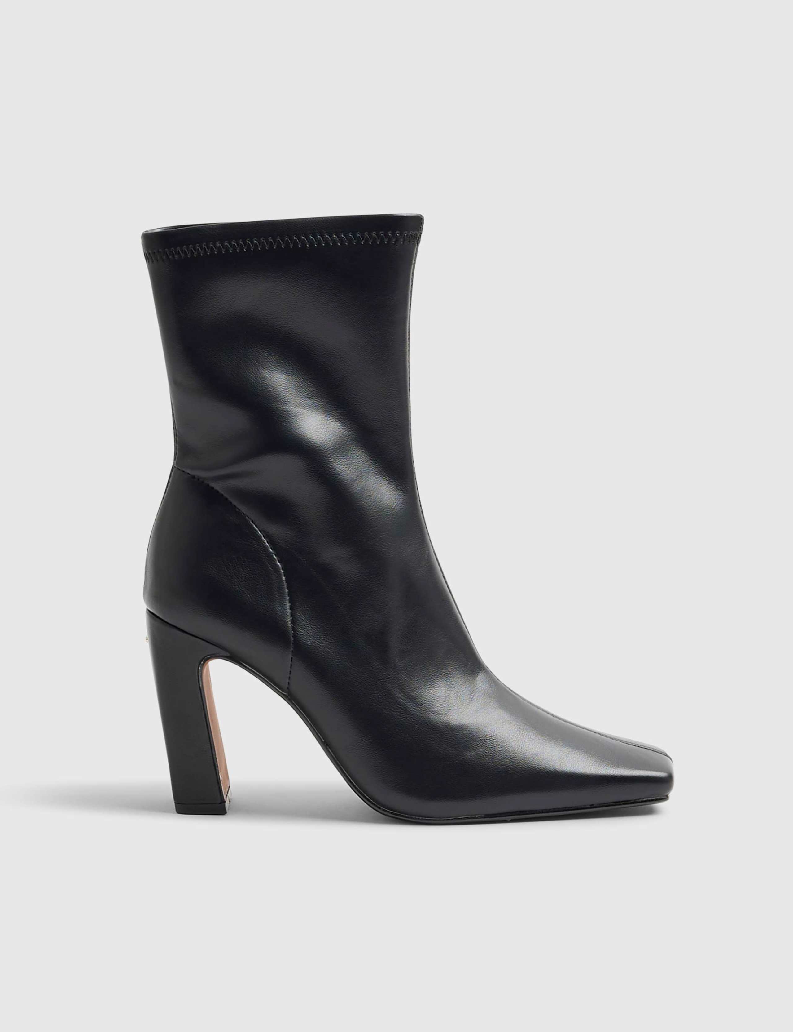 Block Heel Square Toe Ankle Boots