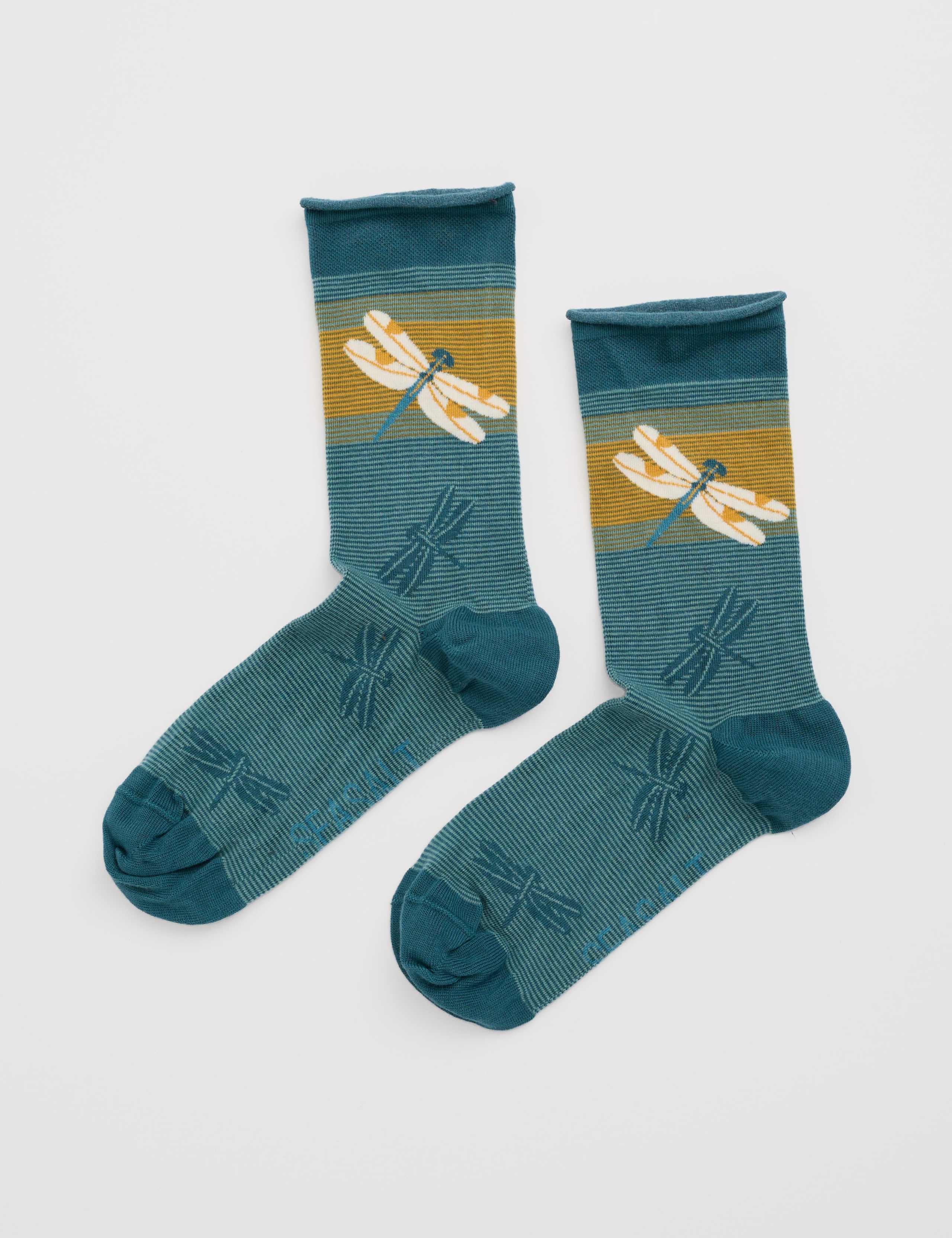 Cotton Rich Dragonfly Ankle High Socks