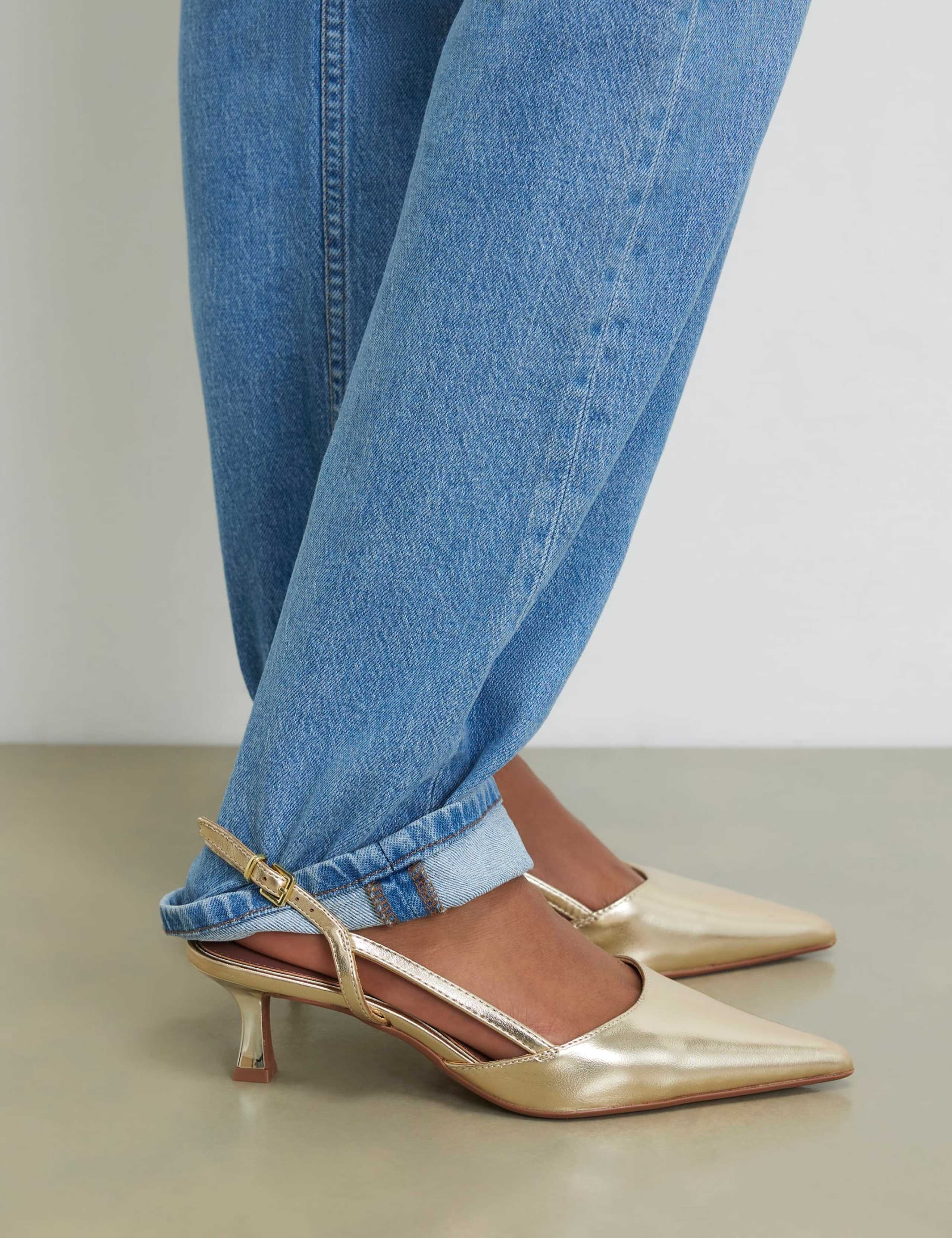 Metallic Stiletto Heel Slingback Shoes