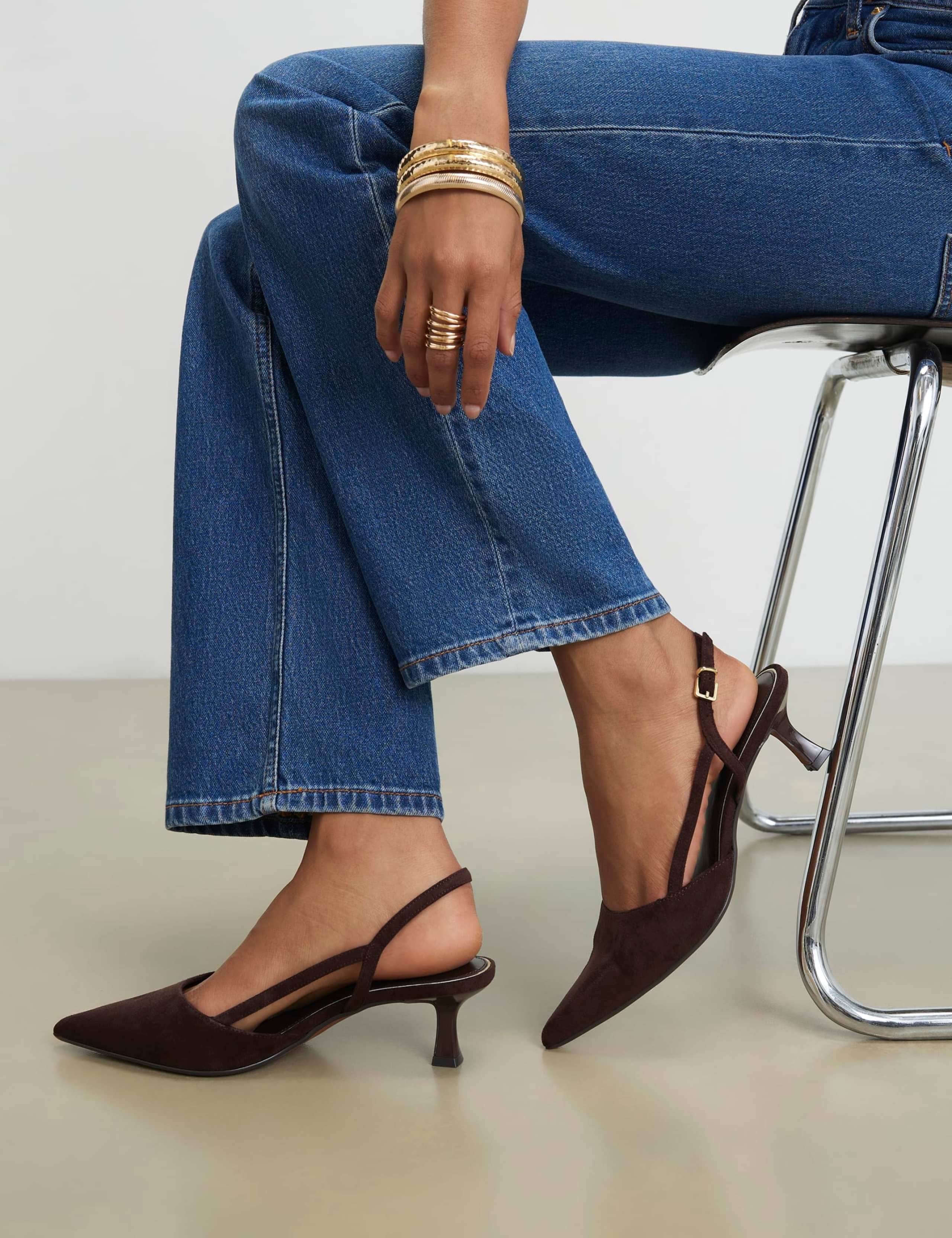 Metallic Stiletto Heel Slingback Shoes