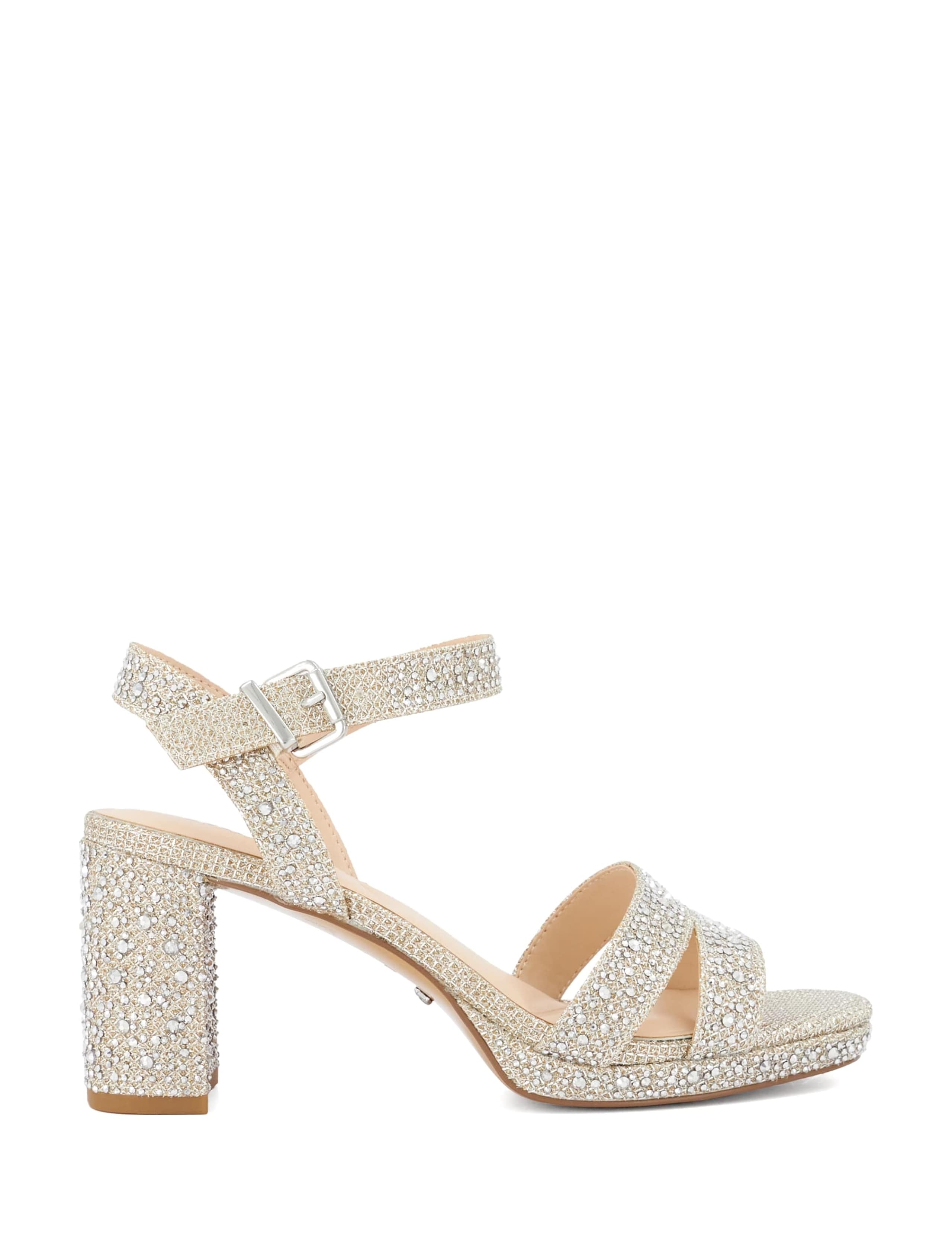 Sparkly Mini Platform Block Heel Sandals