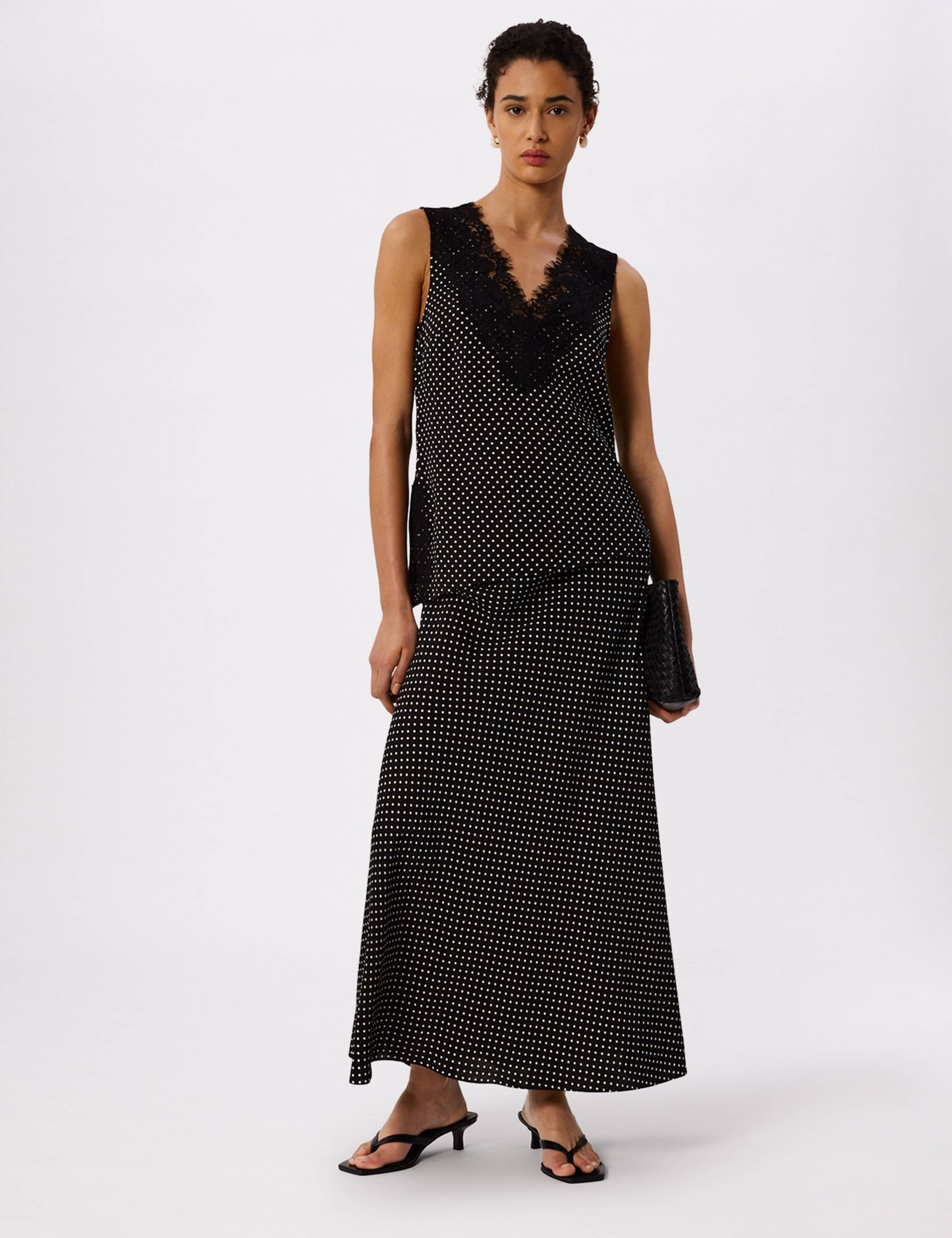 Polka Dot Midi A-Line Skirt