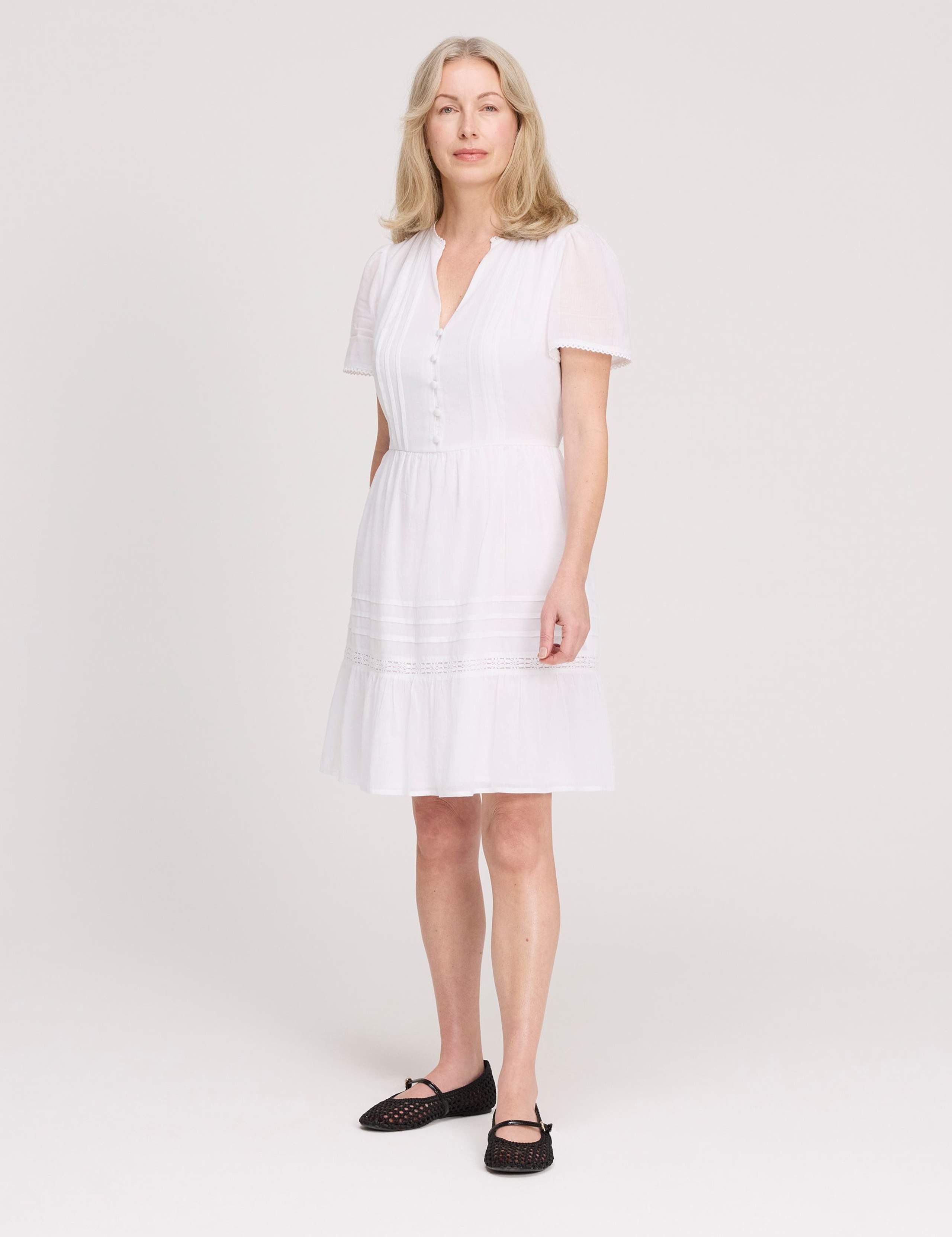 Pure Cotton Textured Mini Tiered Dress