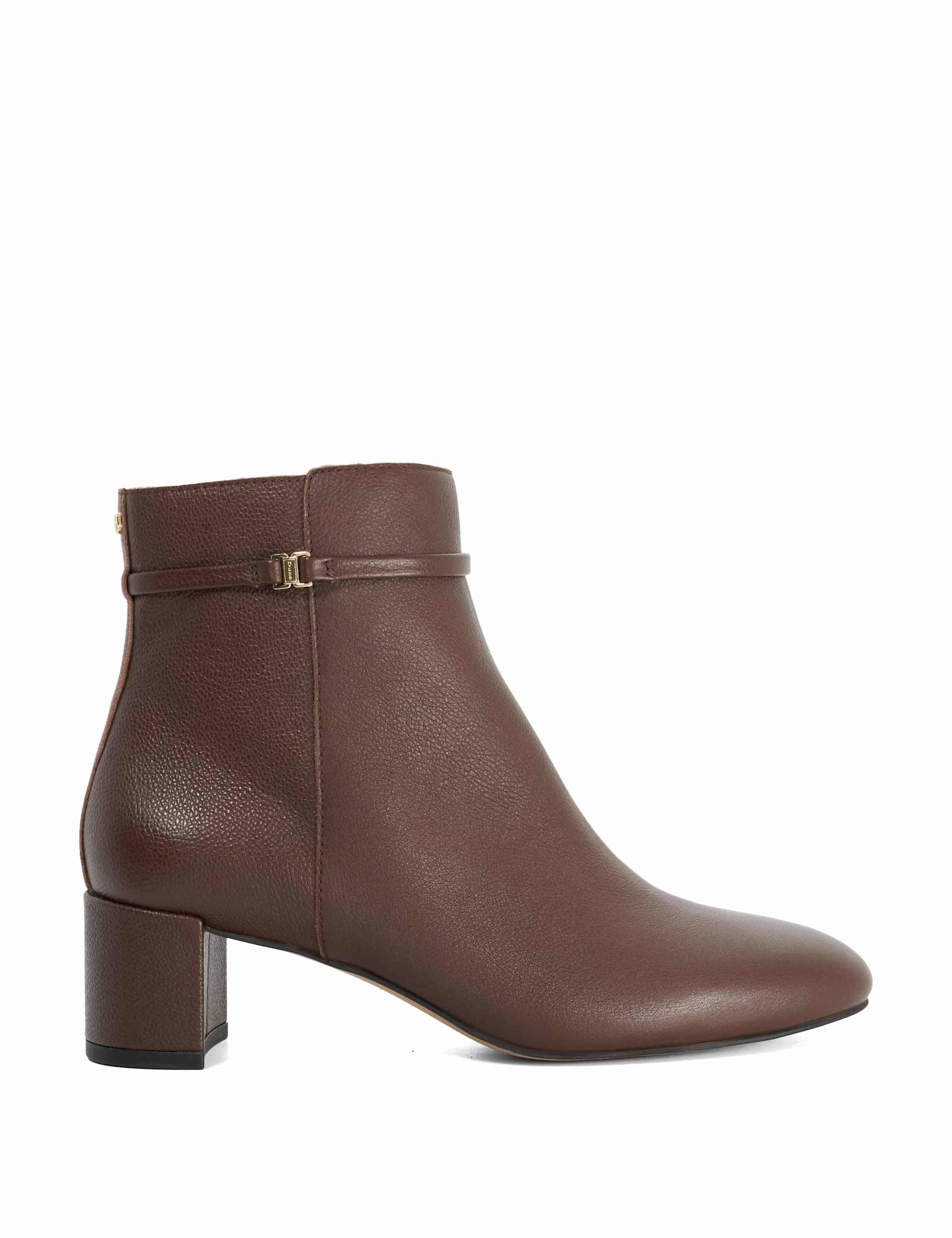 Leather Block Heel Ankle Boots