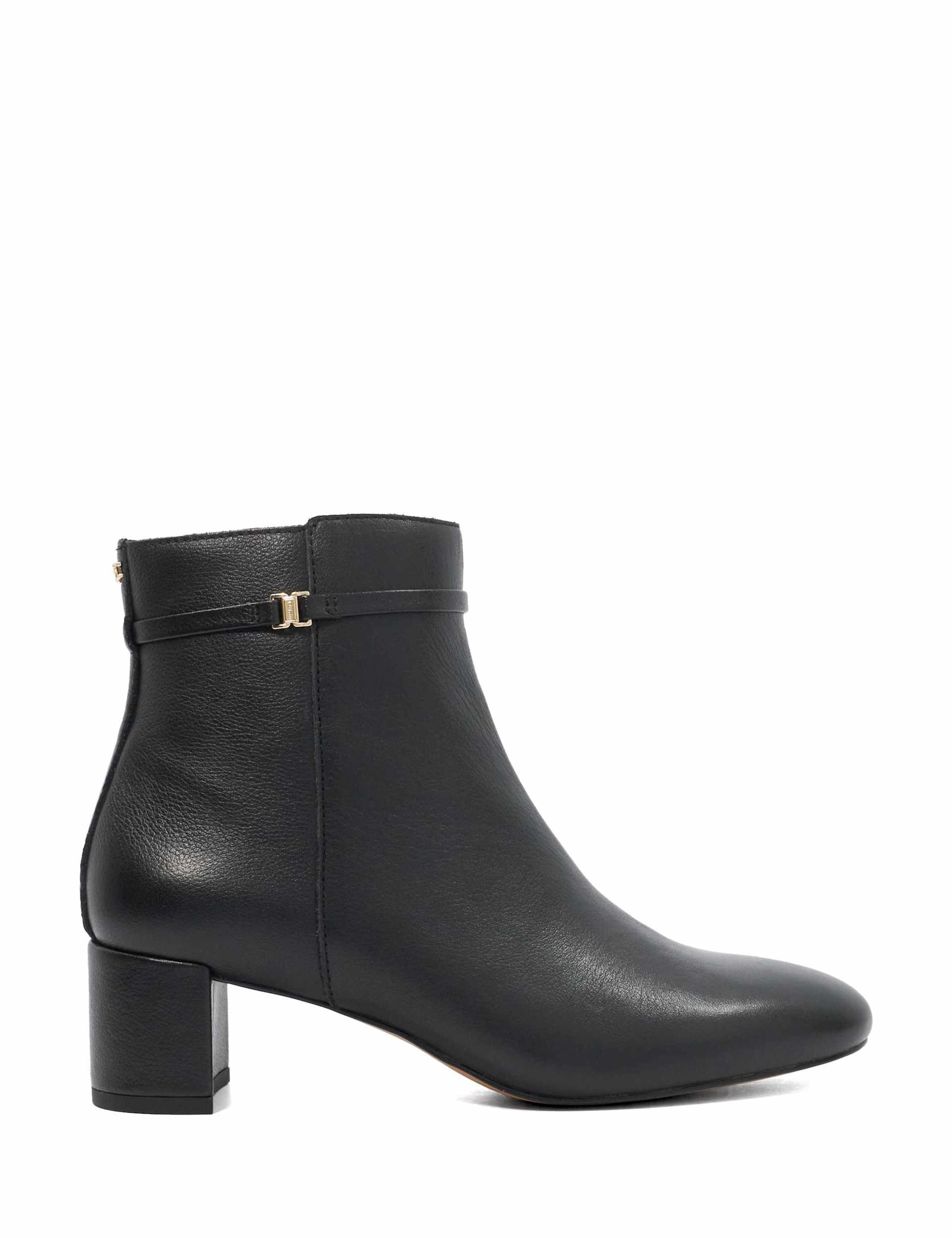 Leather Block Heel Ankle Boots