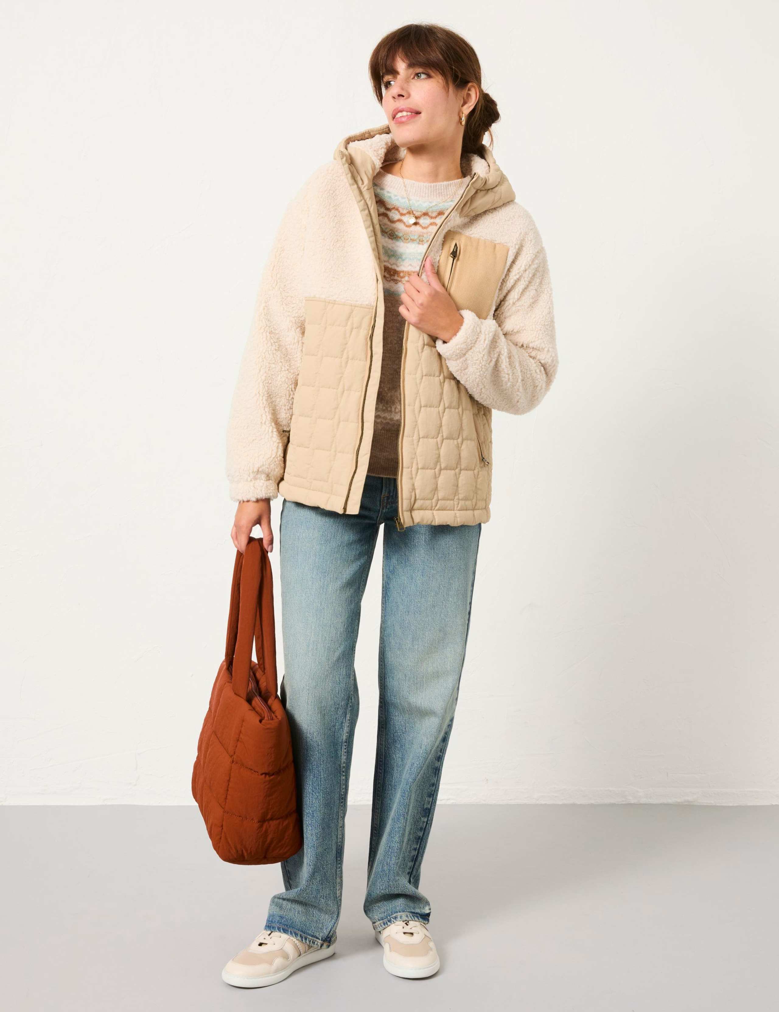 Teddy Fleece Hooded Quilted Jacket