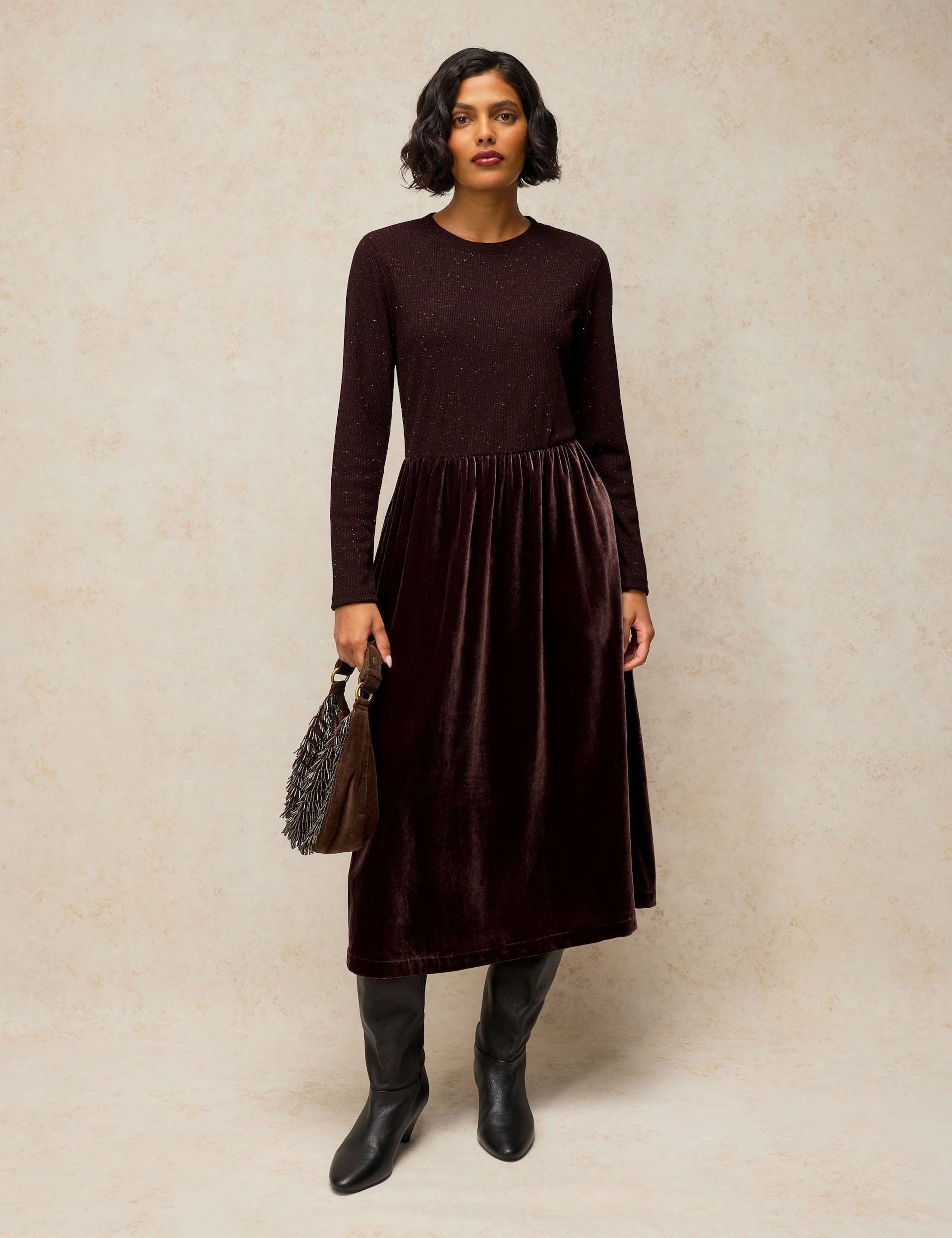Velvet Fit And Flare Dress