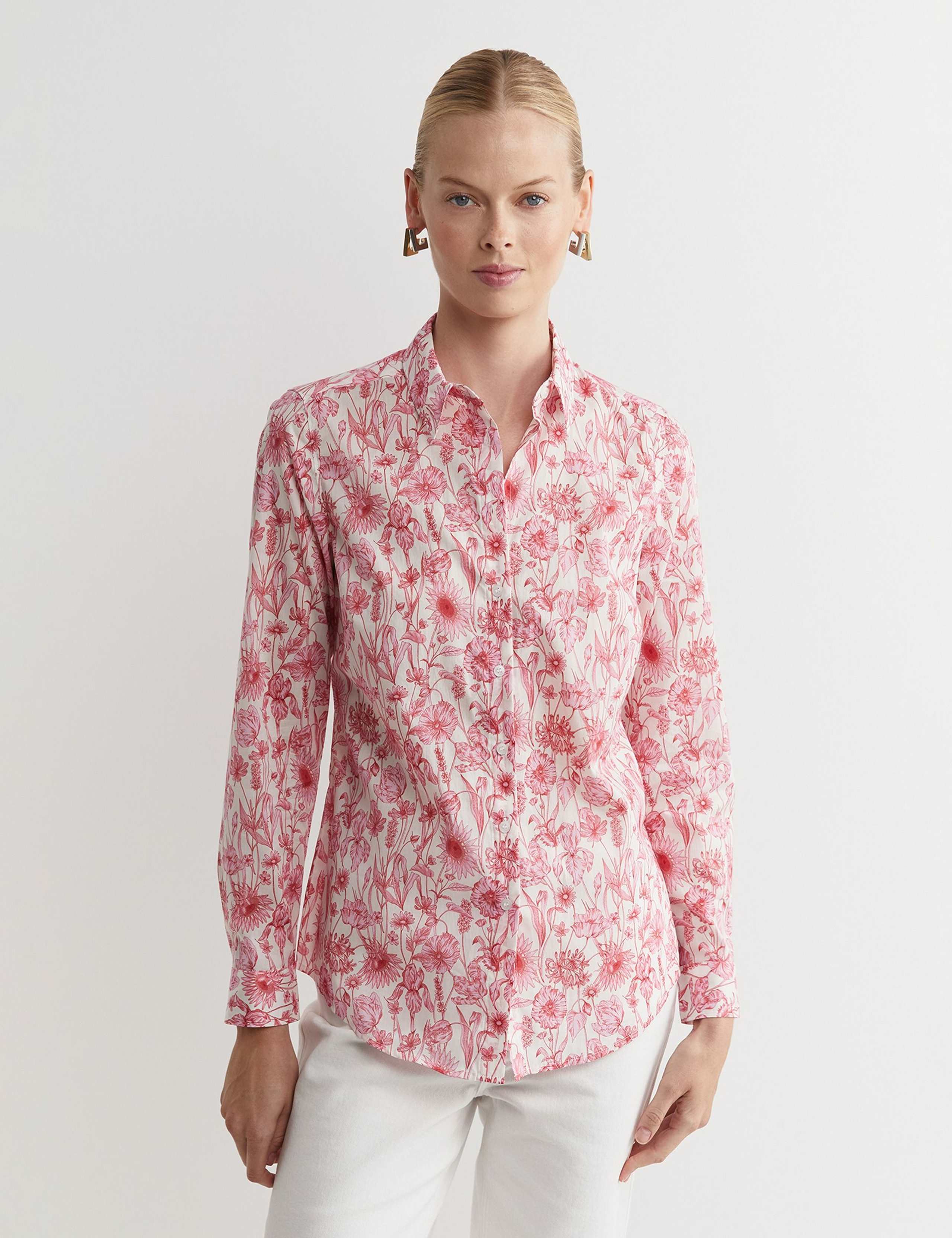 Pure Cotton Floral Collared Shirt