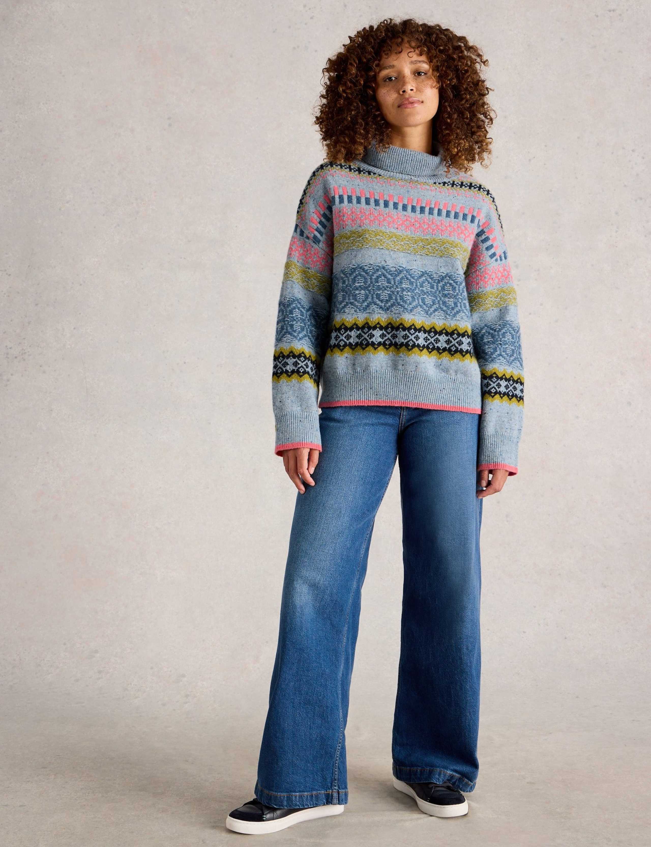 Lambswool Rich Fair Isle Cowl Neck Jumper