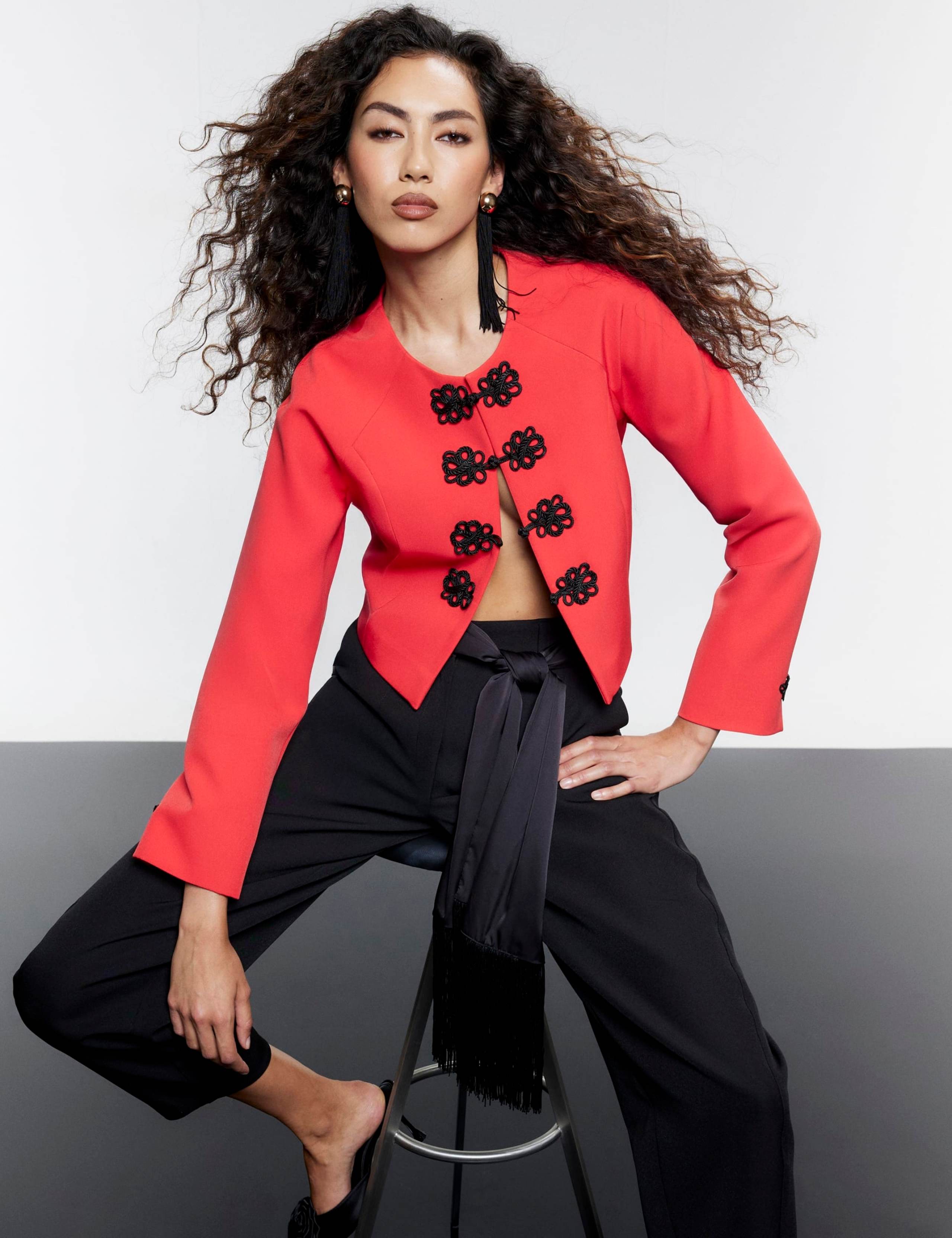 Lightweight Frog Fastening Collarless Jacket