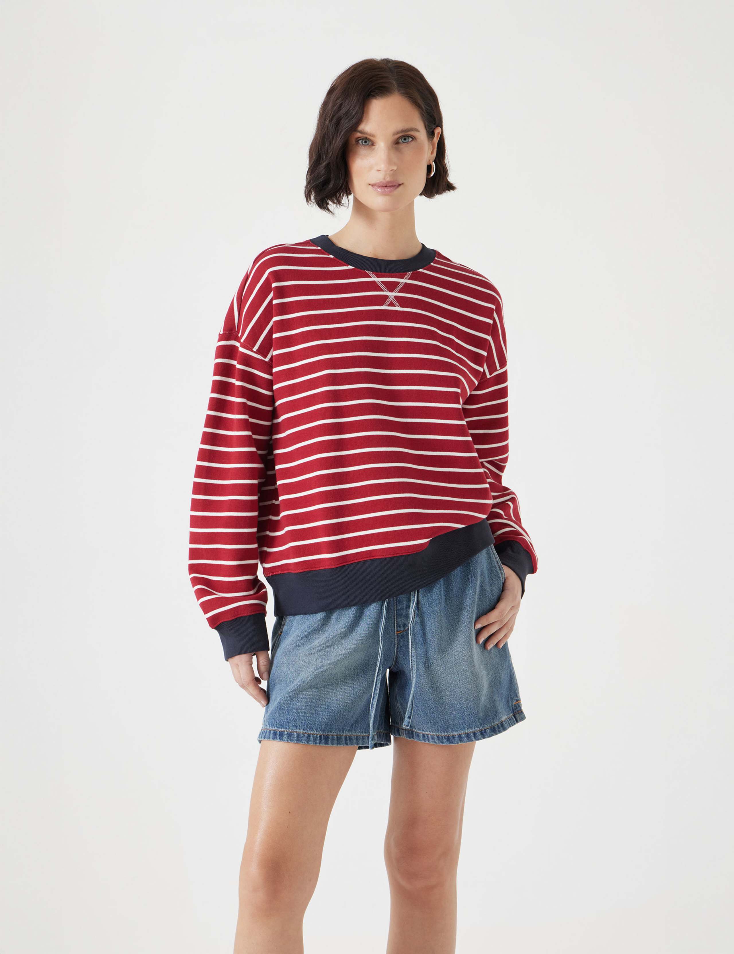 Pure Cotton Striped Sweatshirt