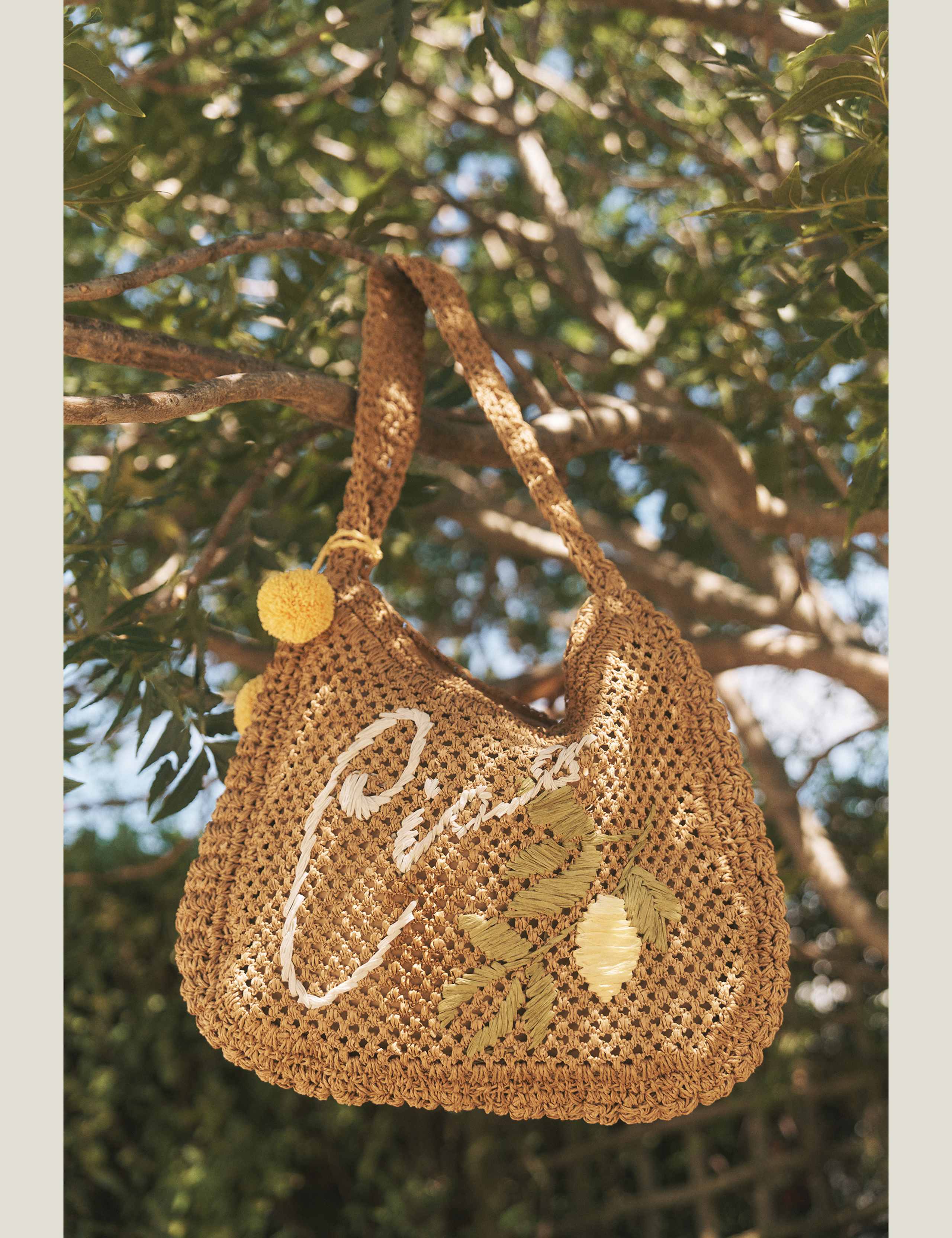 Woven Embroidered Shoulder Bag