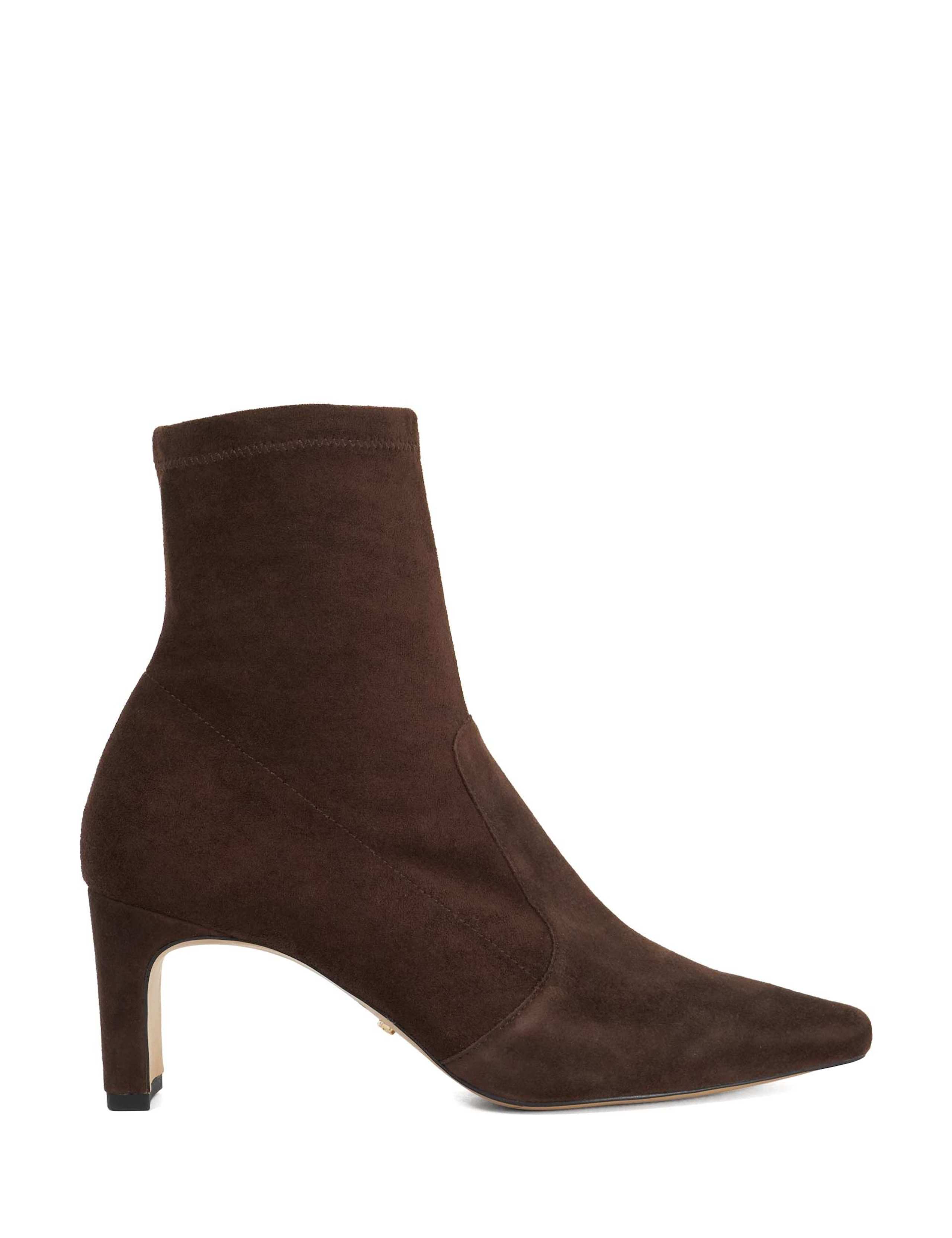 Suede Block Heel Pointed Ankle Boots