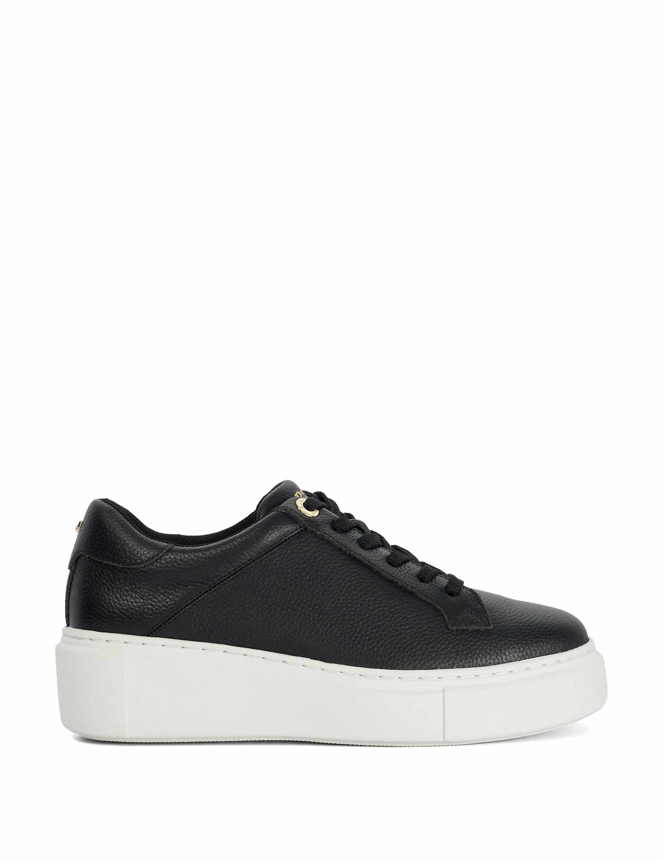 Leather Lace Up Flatform Trainers