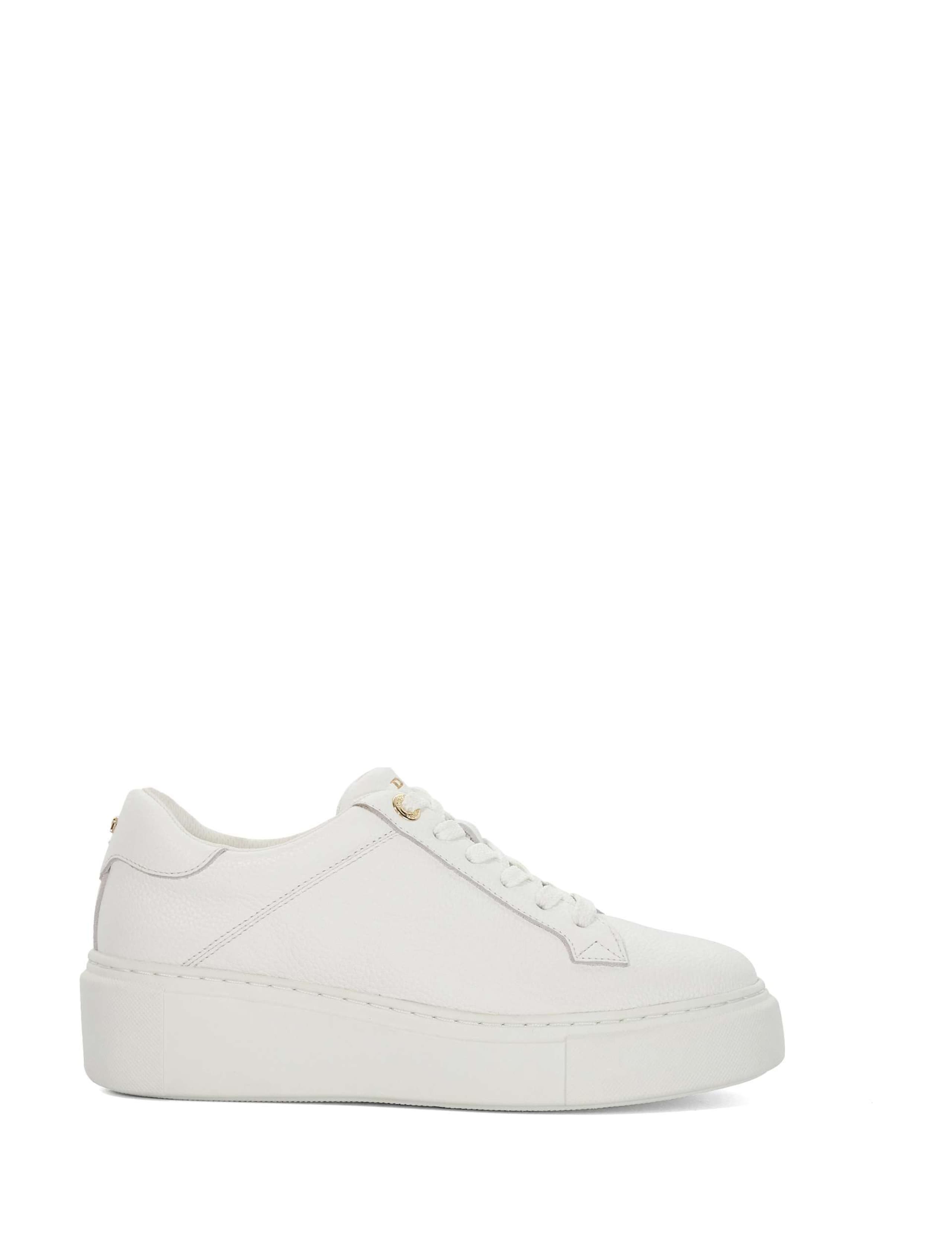 Leather Lace Up Flatform Trainers