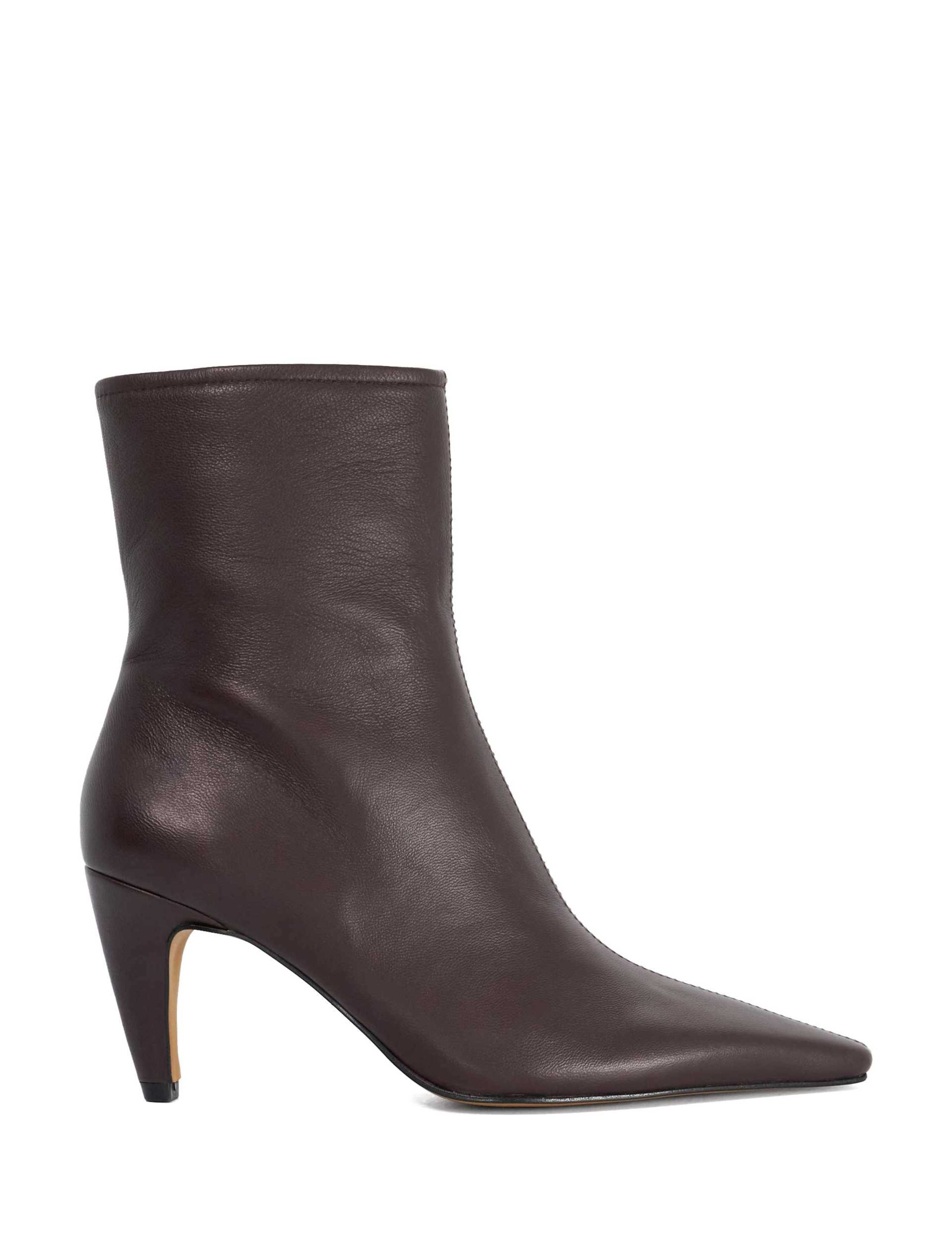 Leather Stiletto Heel Pointed Ankle Boots