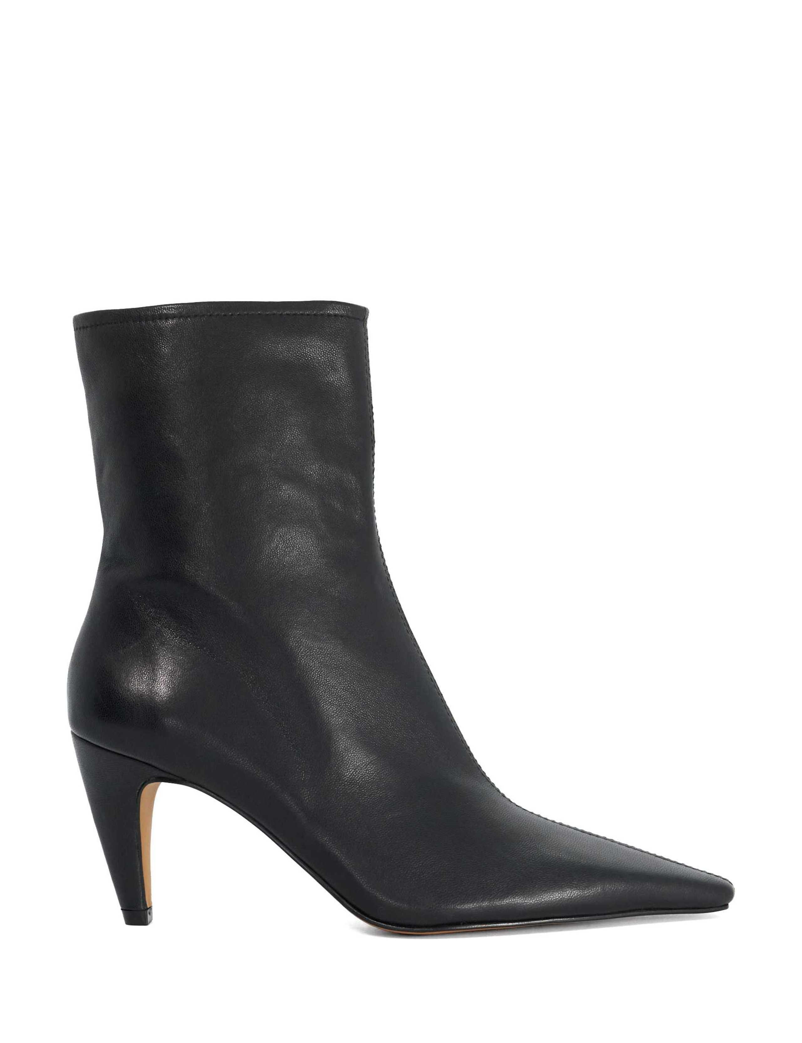Leather Stiletto Heel Pointed Ankle Boots