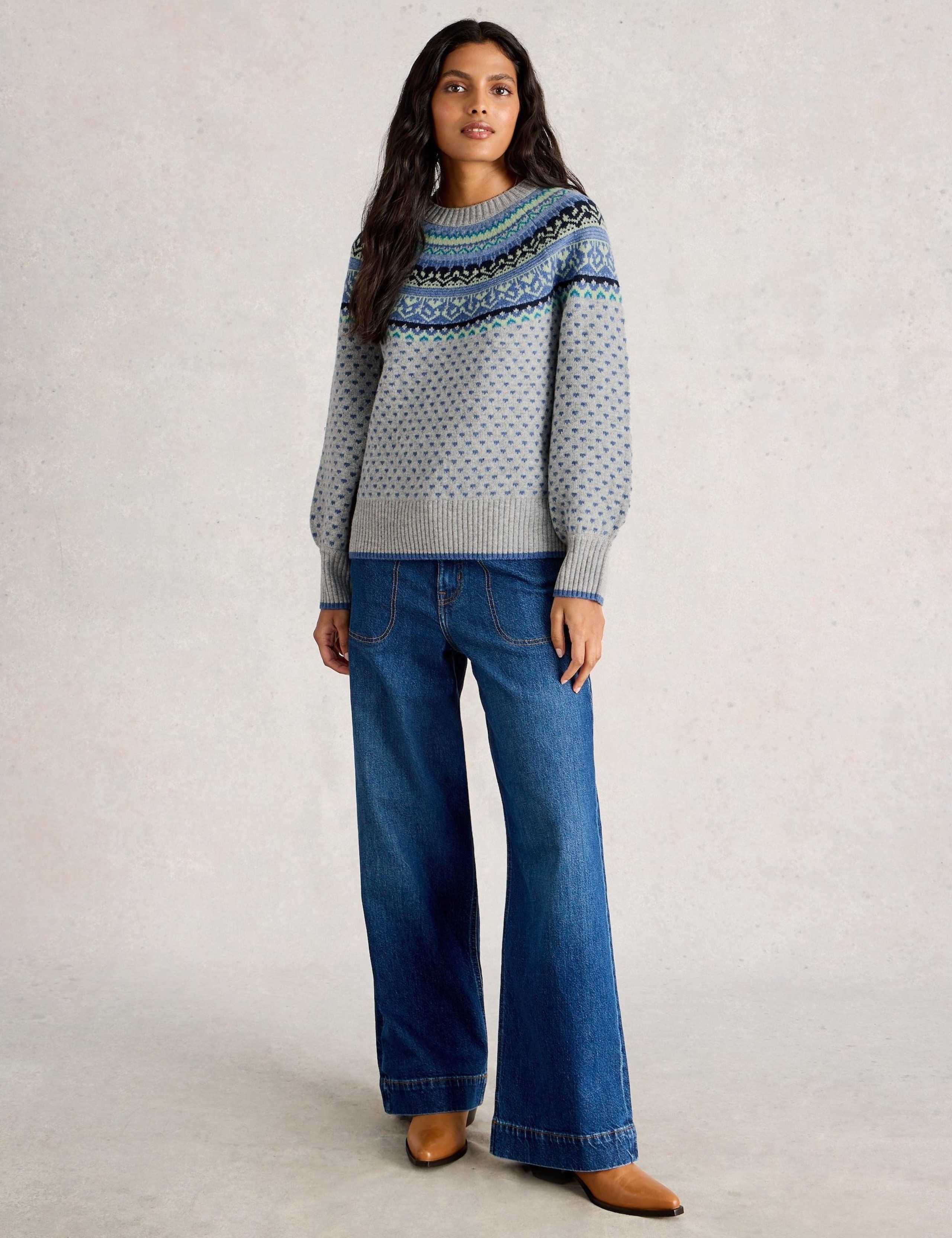 Wool Rich Fair Isle Heart Crew Neck Jumper