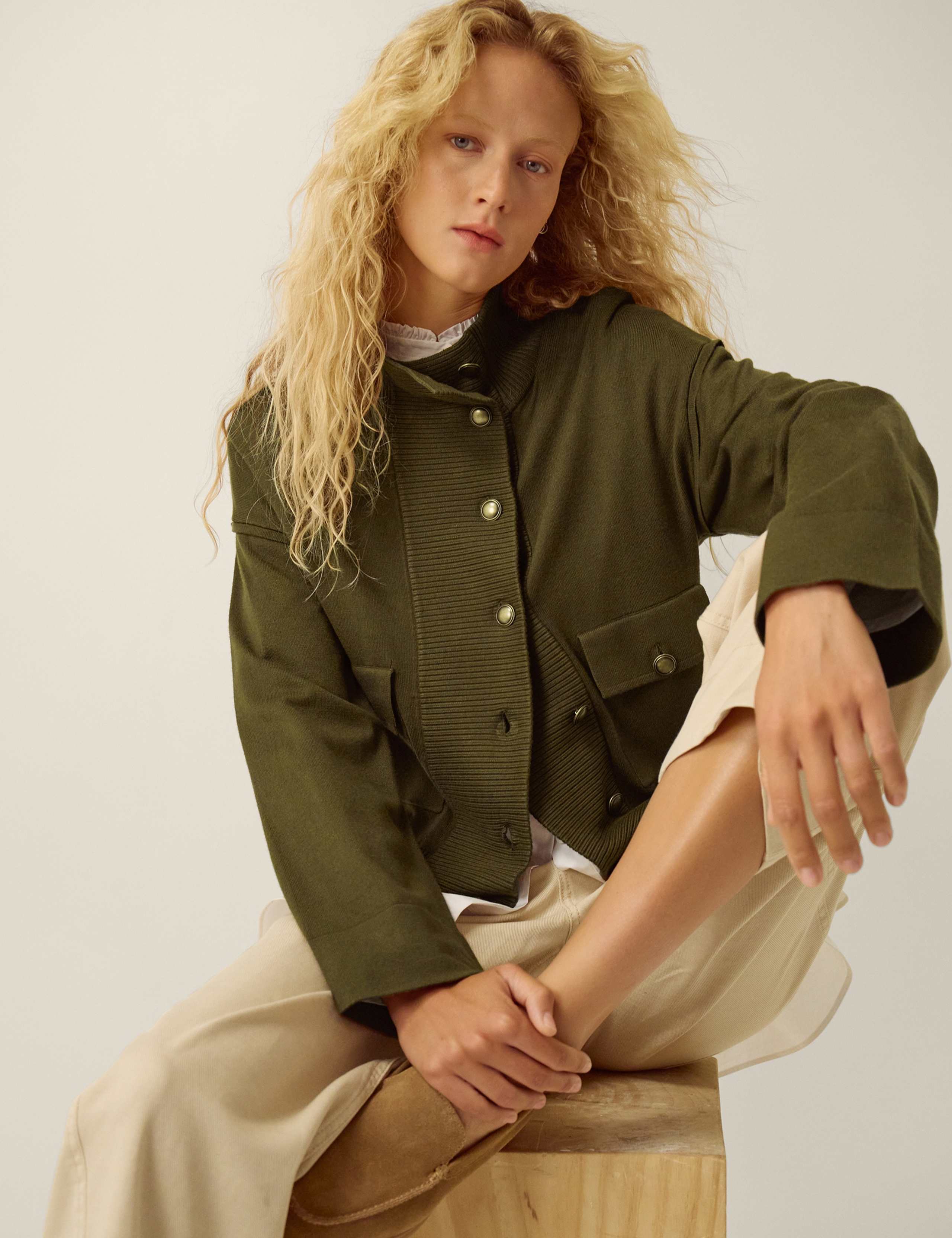 Funnel Neck Bomber Cardigan