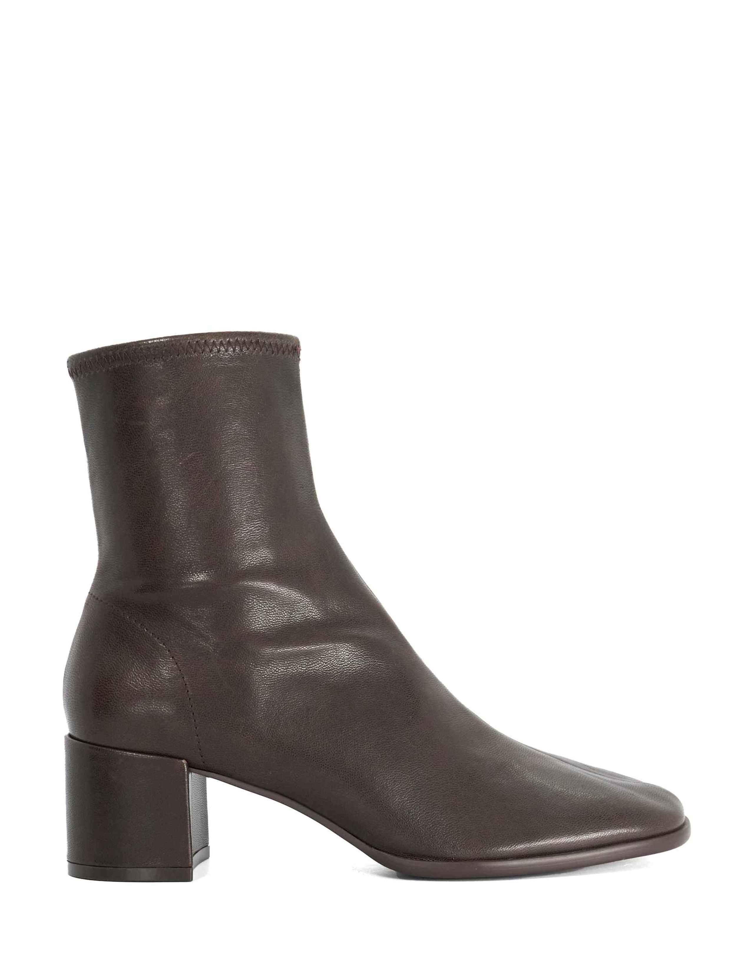 Leather Block Heel Ankle Boots