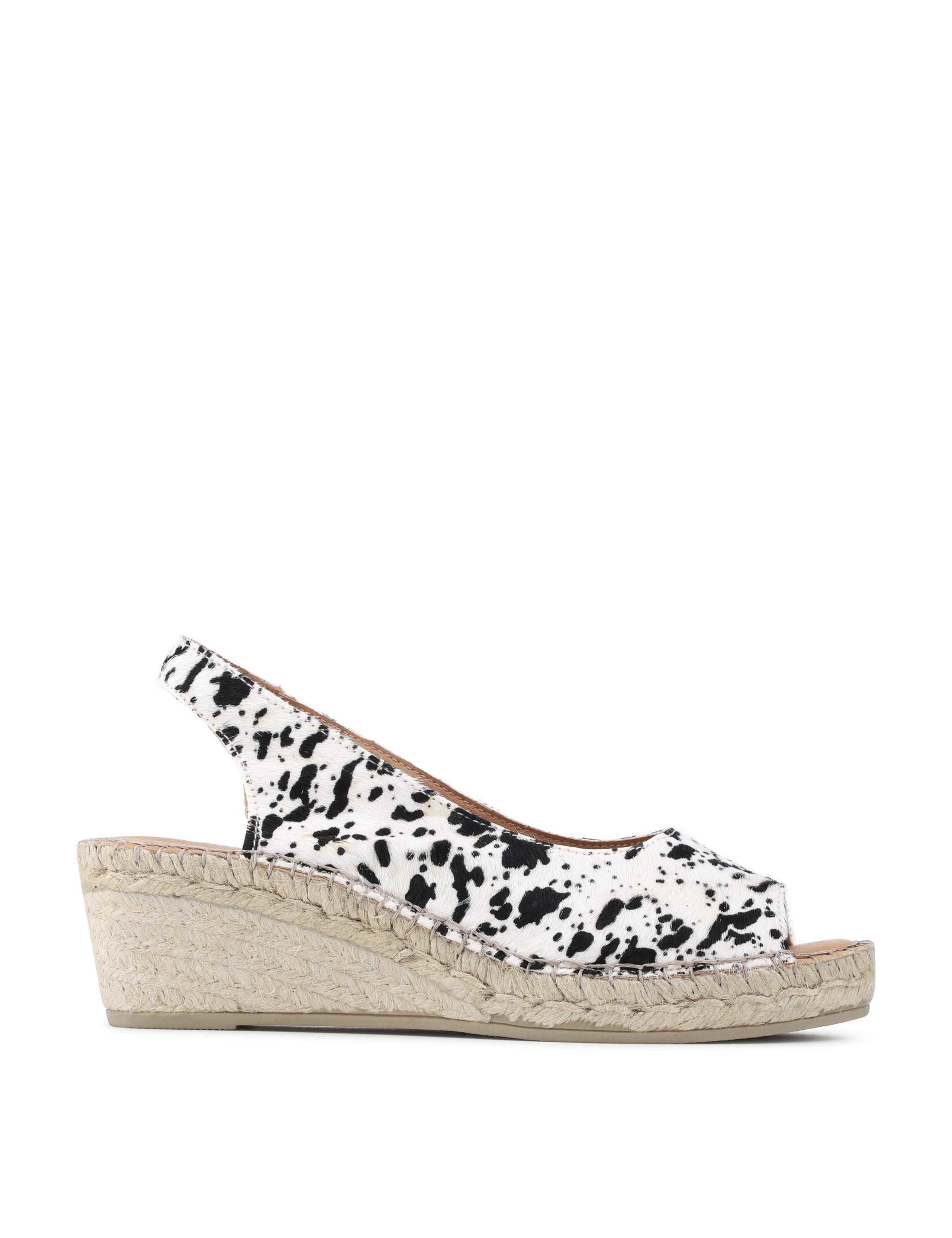 Wide Fit Hair On Leather Wedge Espadrilles