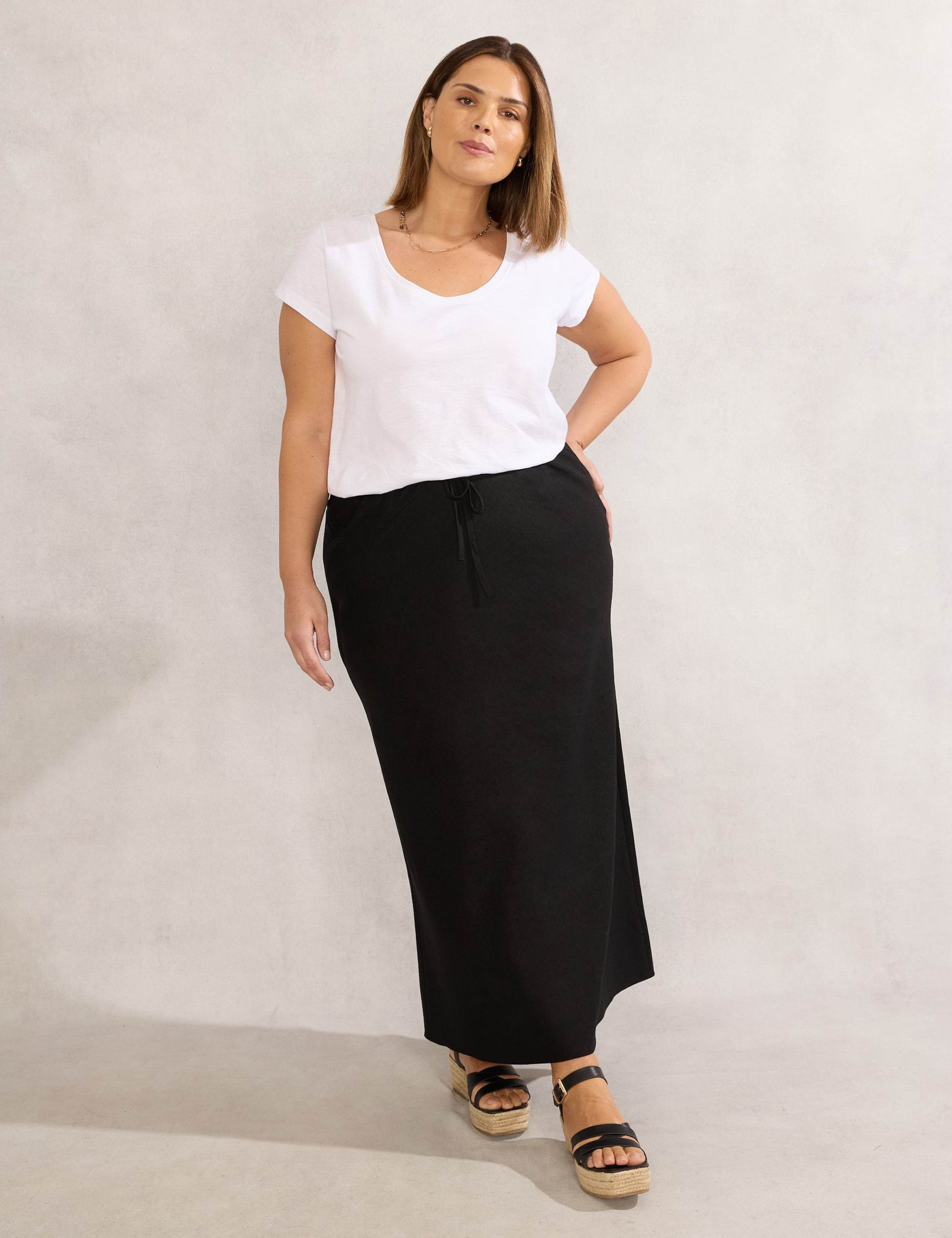 Linen Blend Maxi Slip Skirt