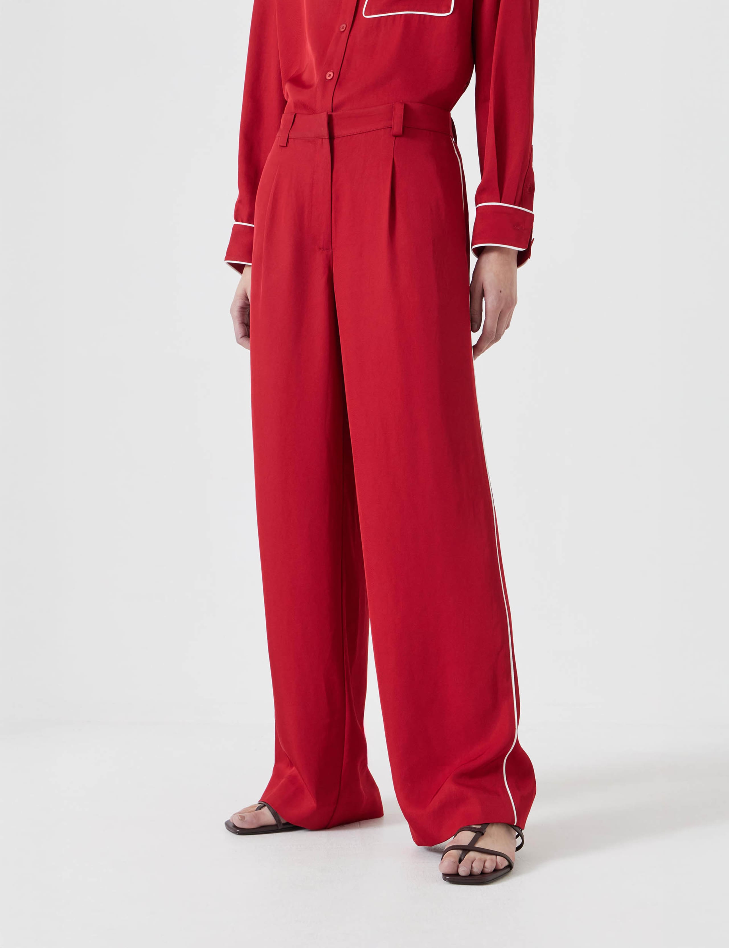 Side Piping Wide Leg Trousers