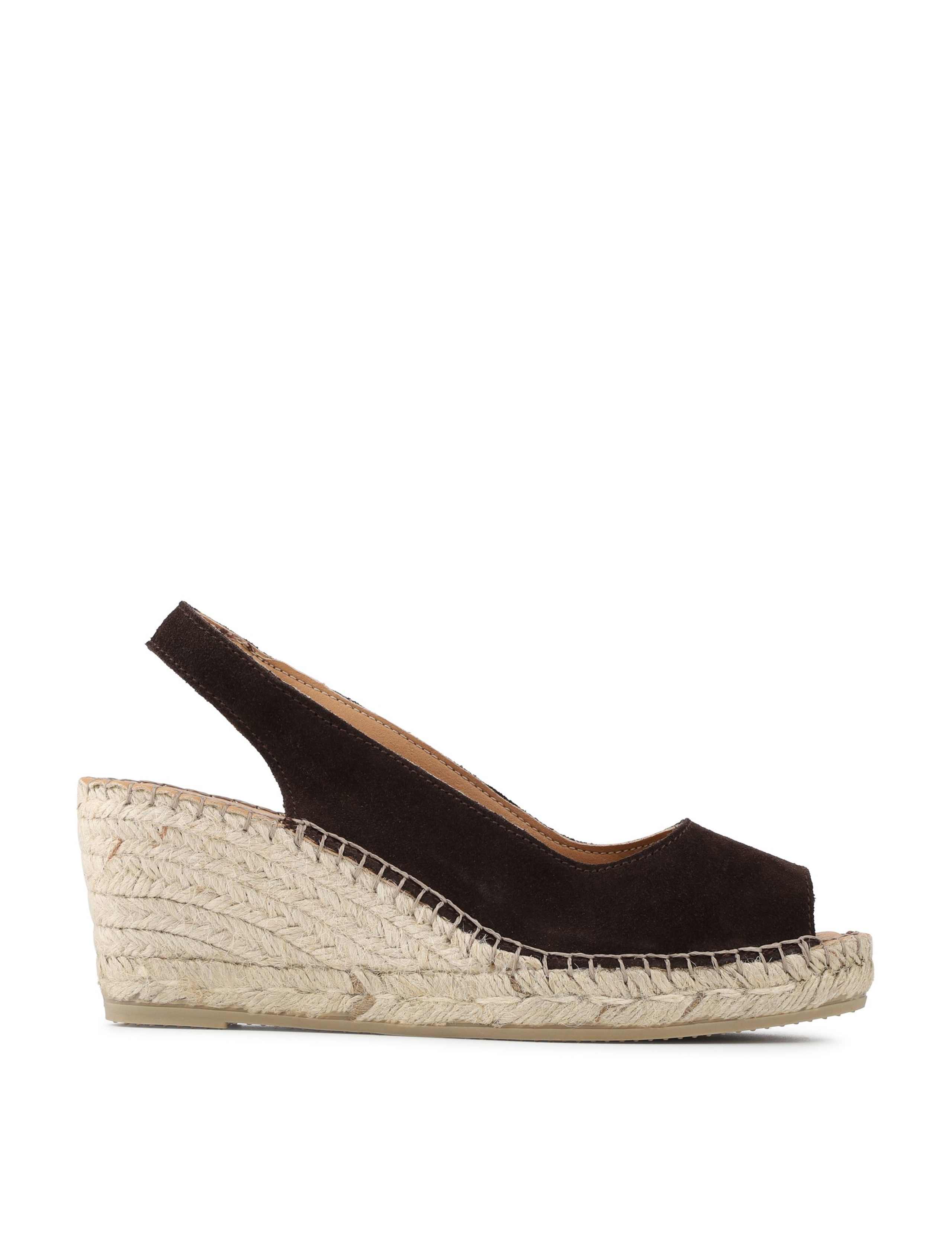 Wide Fit Leather Wedge Espadrilles
