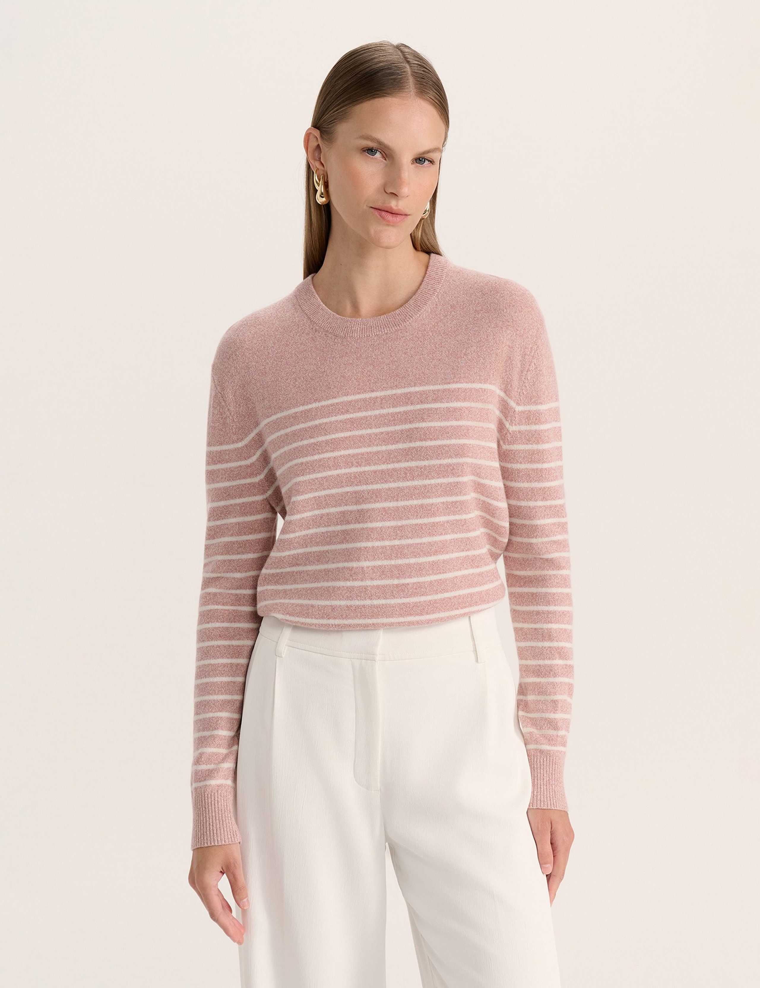 Wool Rich Striped Jumper with Cashmere