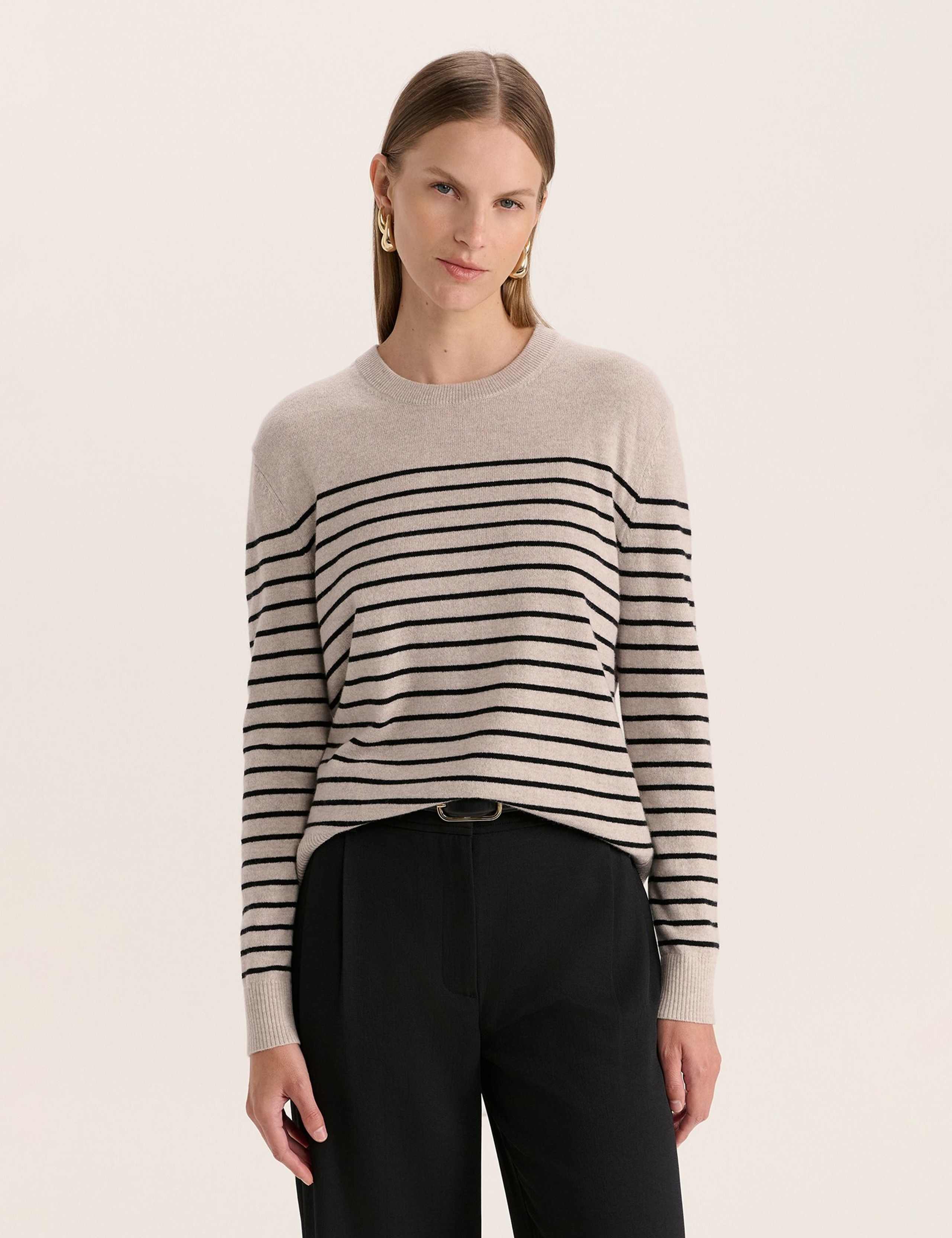 Wool Rich Striped Jumper with Cashmere