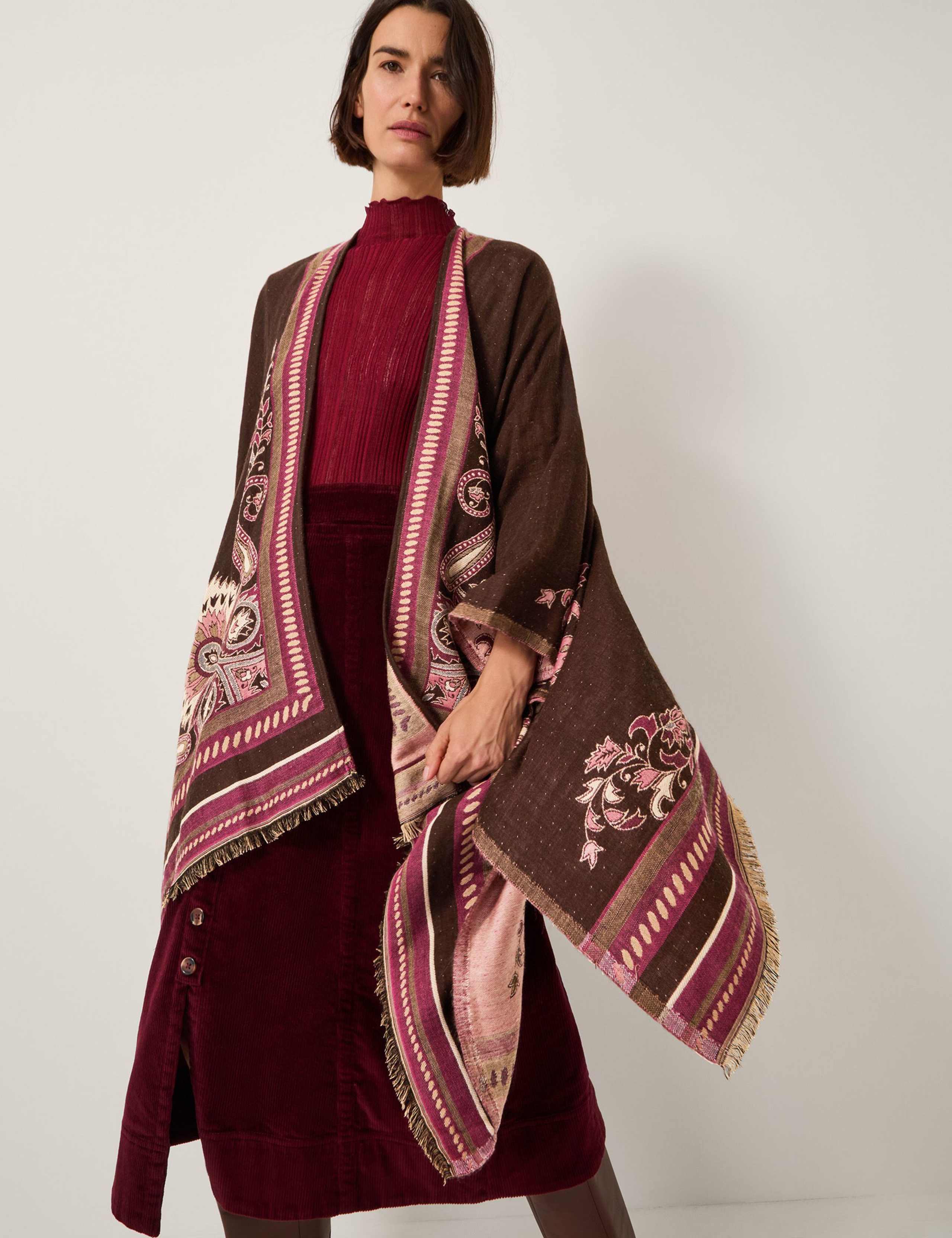 Jacquard Floral Edge to Edge Cardigan