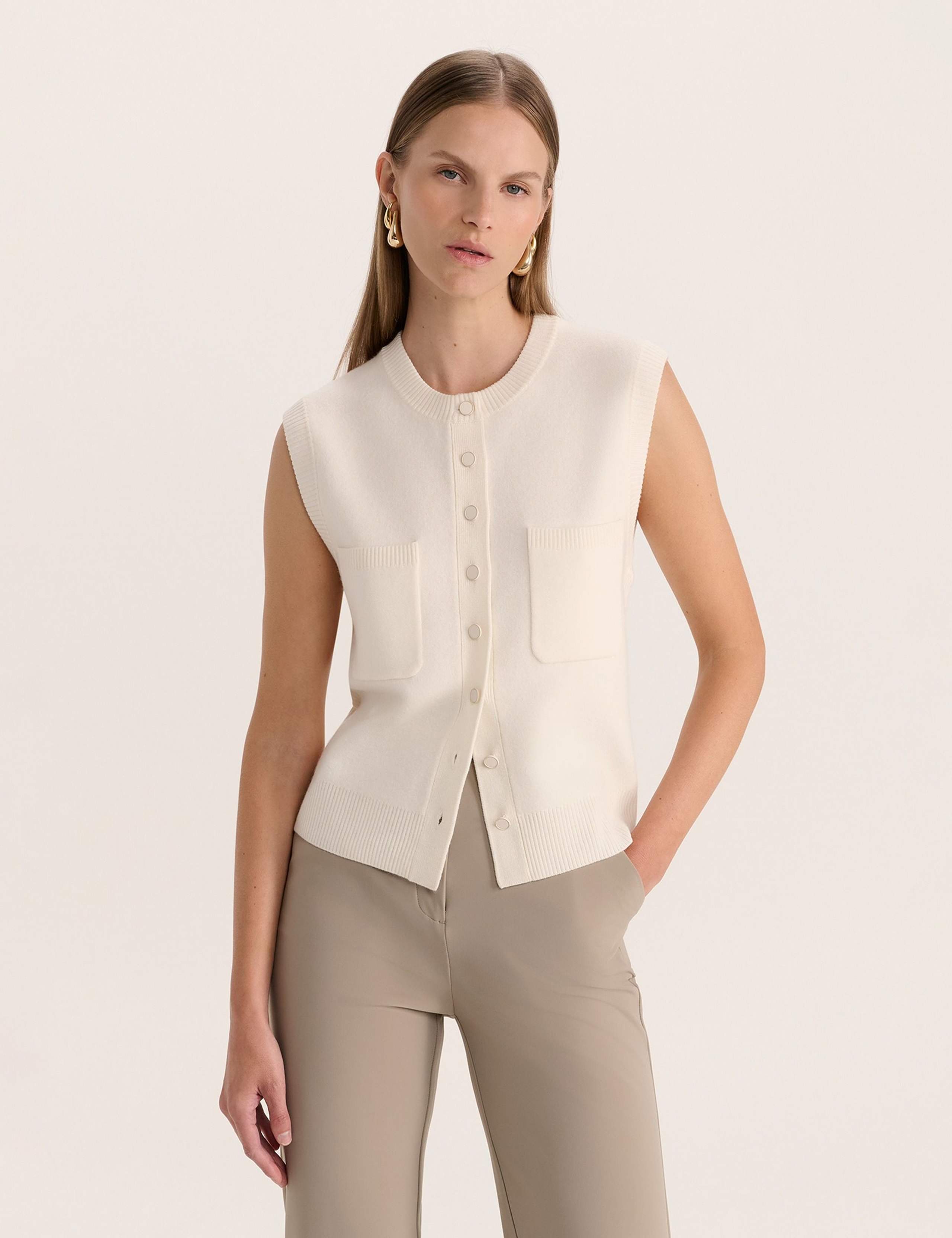 Wool Rich Button Detail Knitted Vest