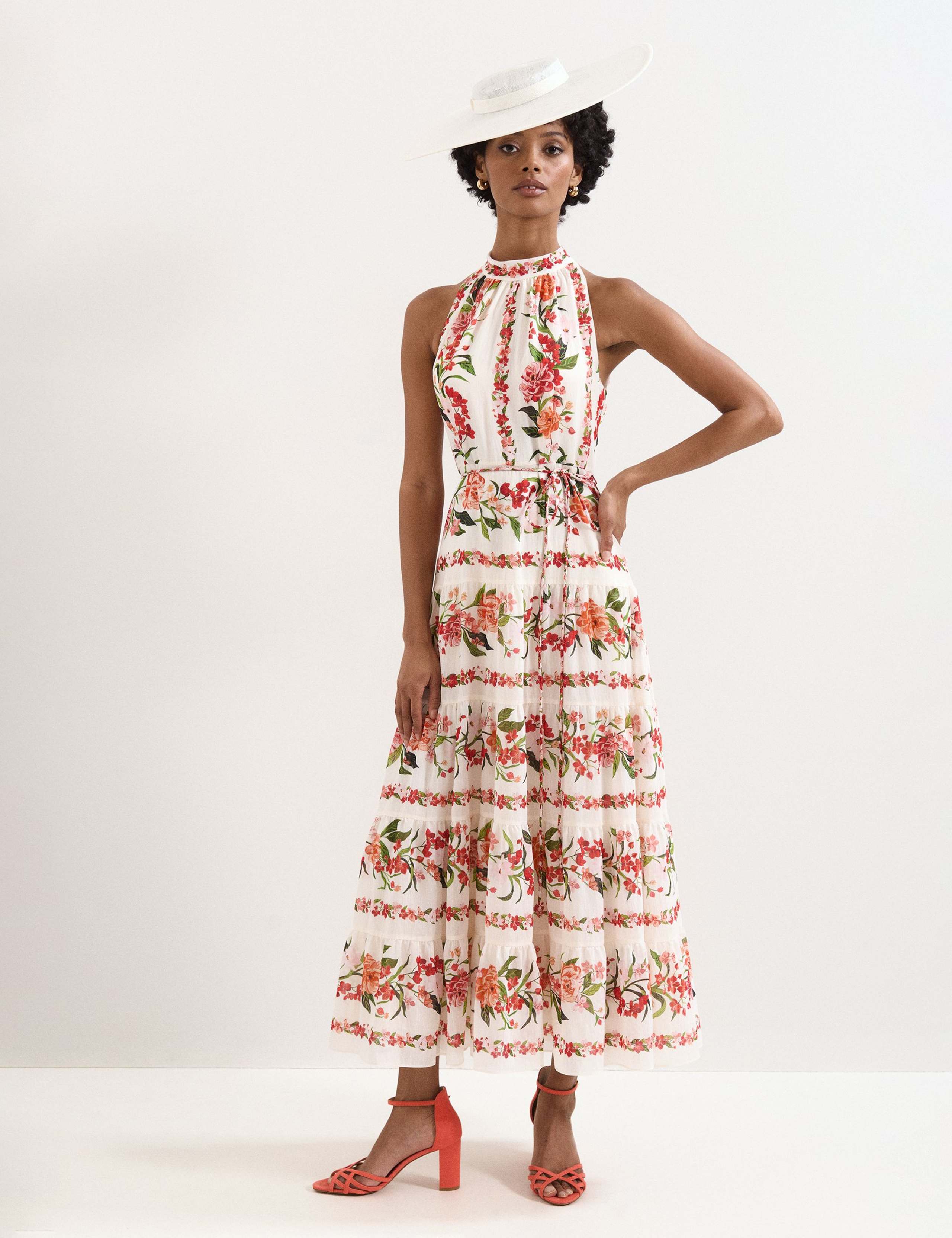 Lyocell Rich Floral Halter Neck Maxi Dress